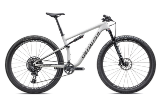Specialized Epic Pro - SRAM X01 AXS, RockShox Ultimate BRAIN - Gloss Dune White Granite Over Dove Grey / Metallic Obsidian