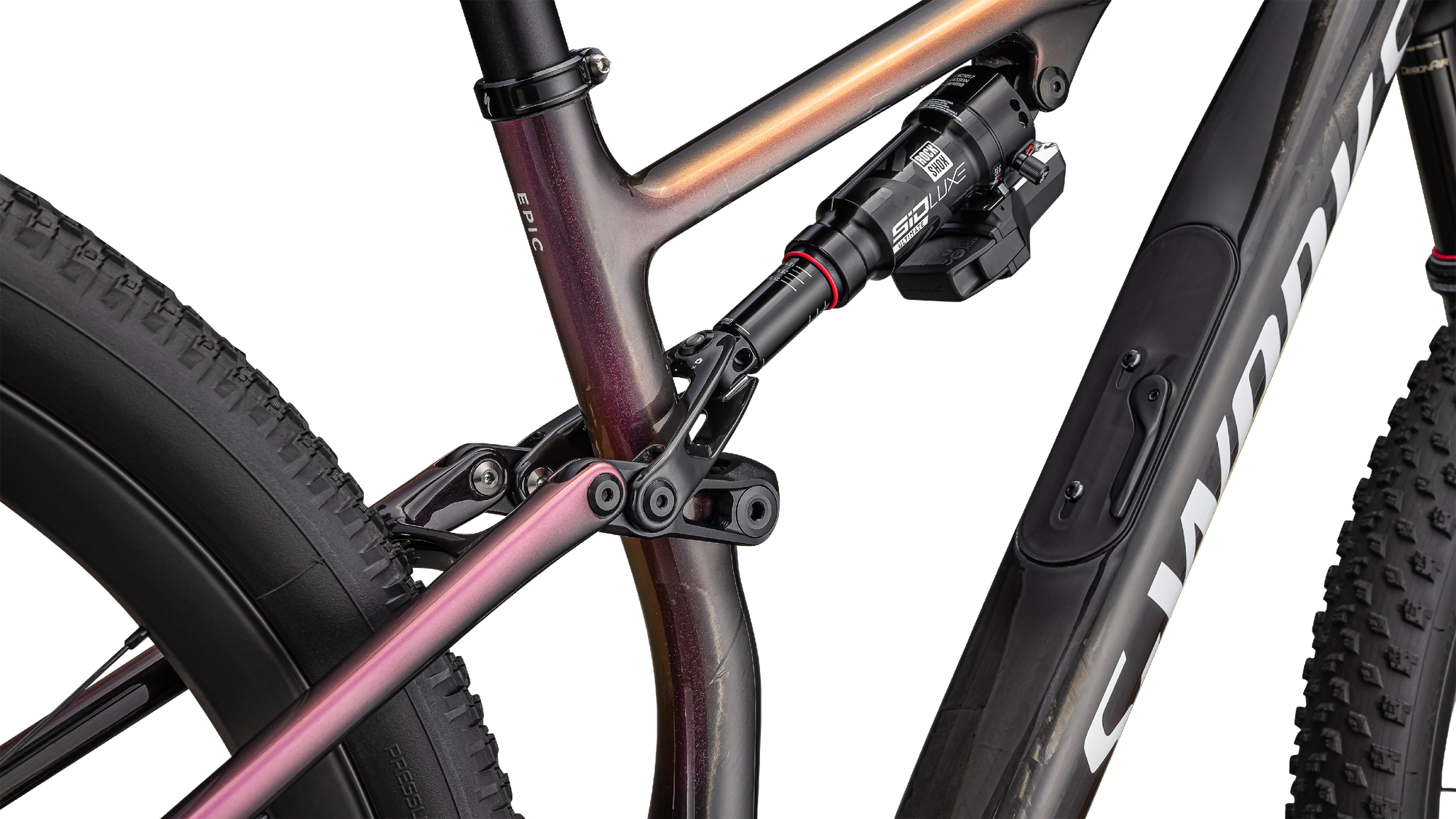 Specialized S-Works Epic 8 - SRAM XX SL AXS, RockShox Ultimate Flight Attendant - Gloss Carbon/Metallic Vivid Pink/Viavi Magenta Gold/Metallic Midnight Shadow/White