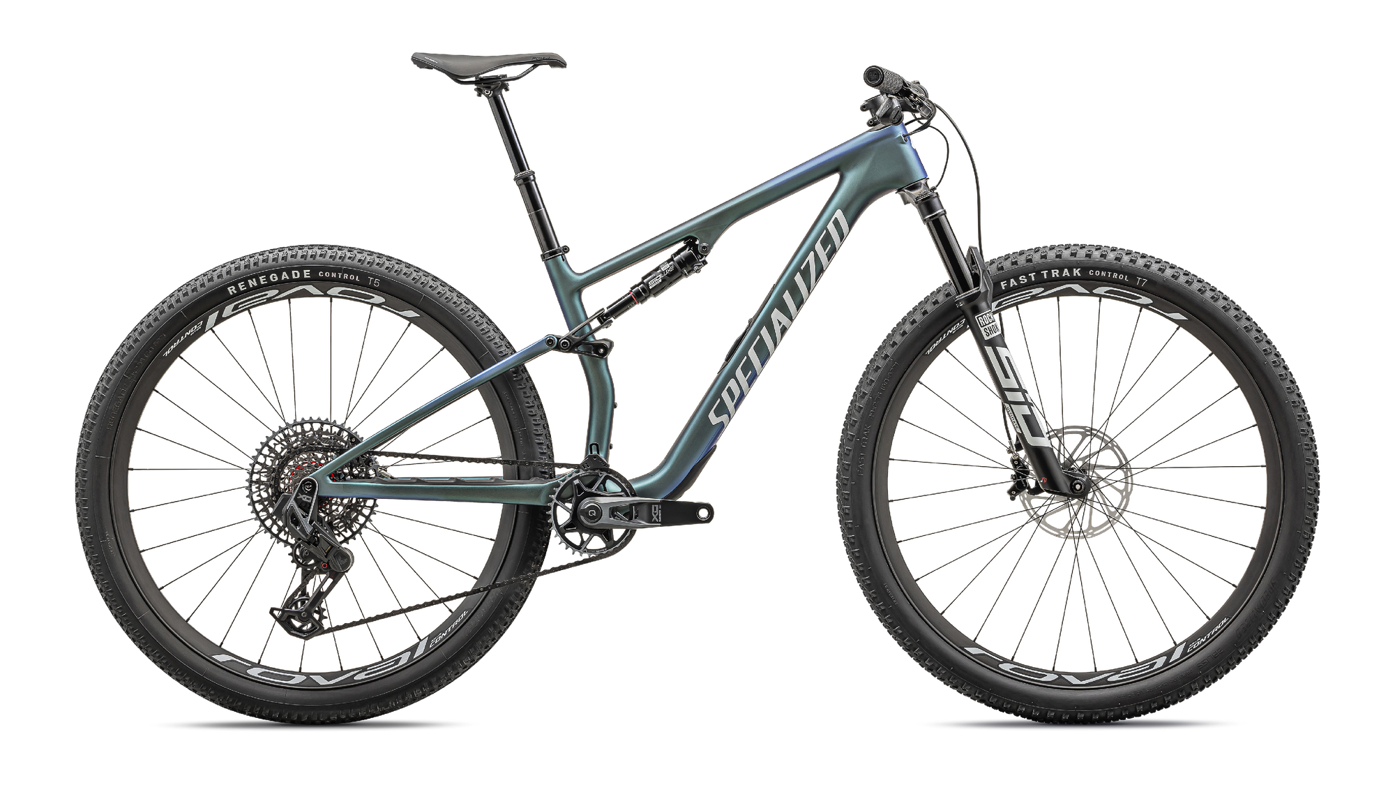 Specialized Epic 8 Pro - SRAM X0 AXS, RockShox Ultimate - Satin Carbon / Metallic Sapphire / Metallic White Silver
