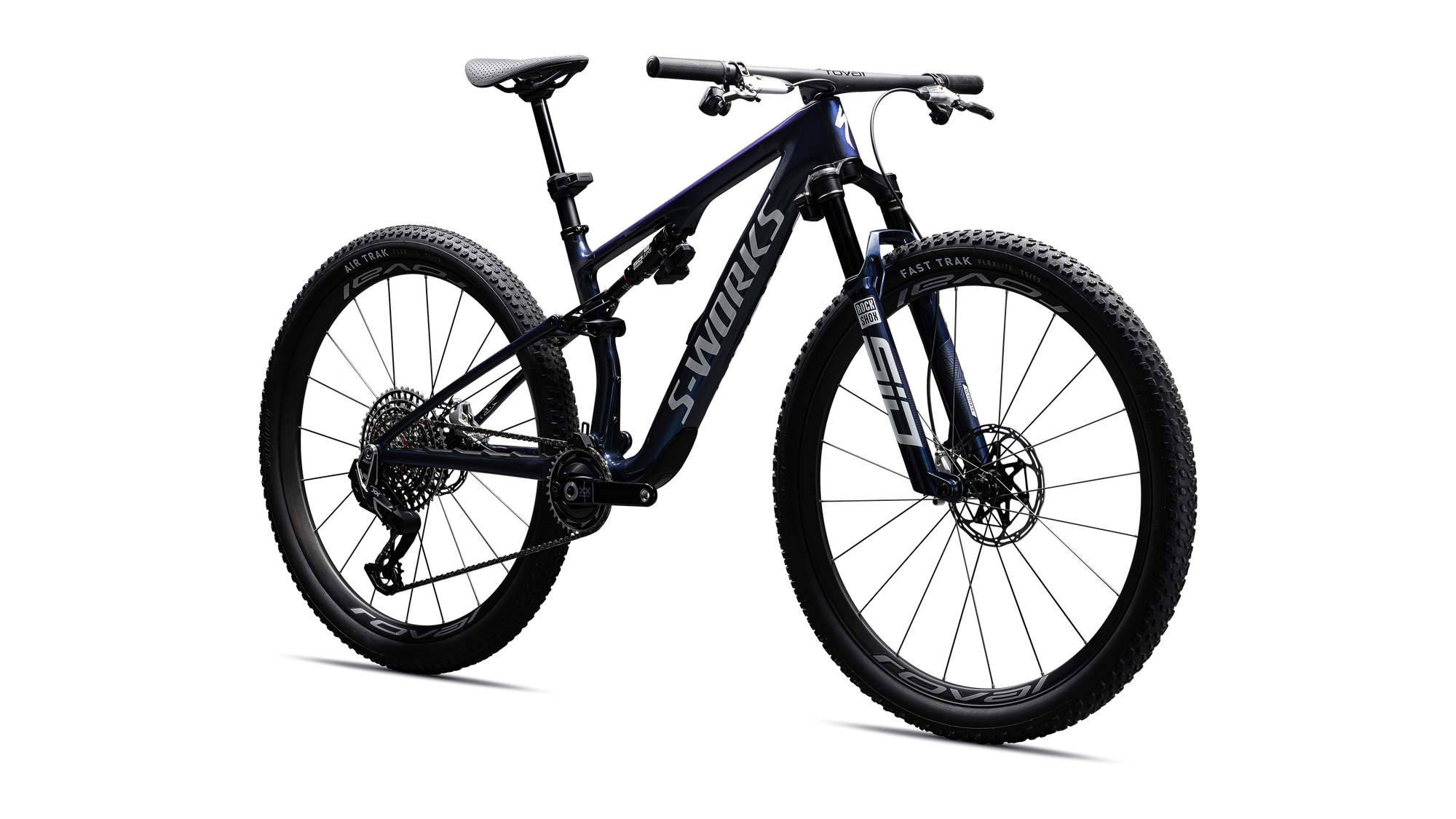 Specialized S-Works Epic 8 - SRAM XX SL AXS, RockShox Ultimate Flight Attendant - Gloss Cyan Blue Pearl / Metallic White Silver