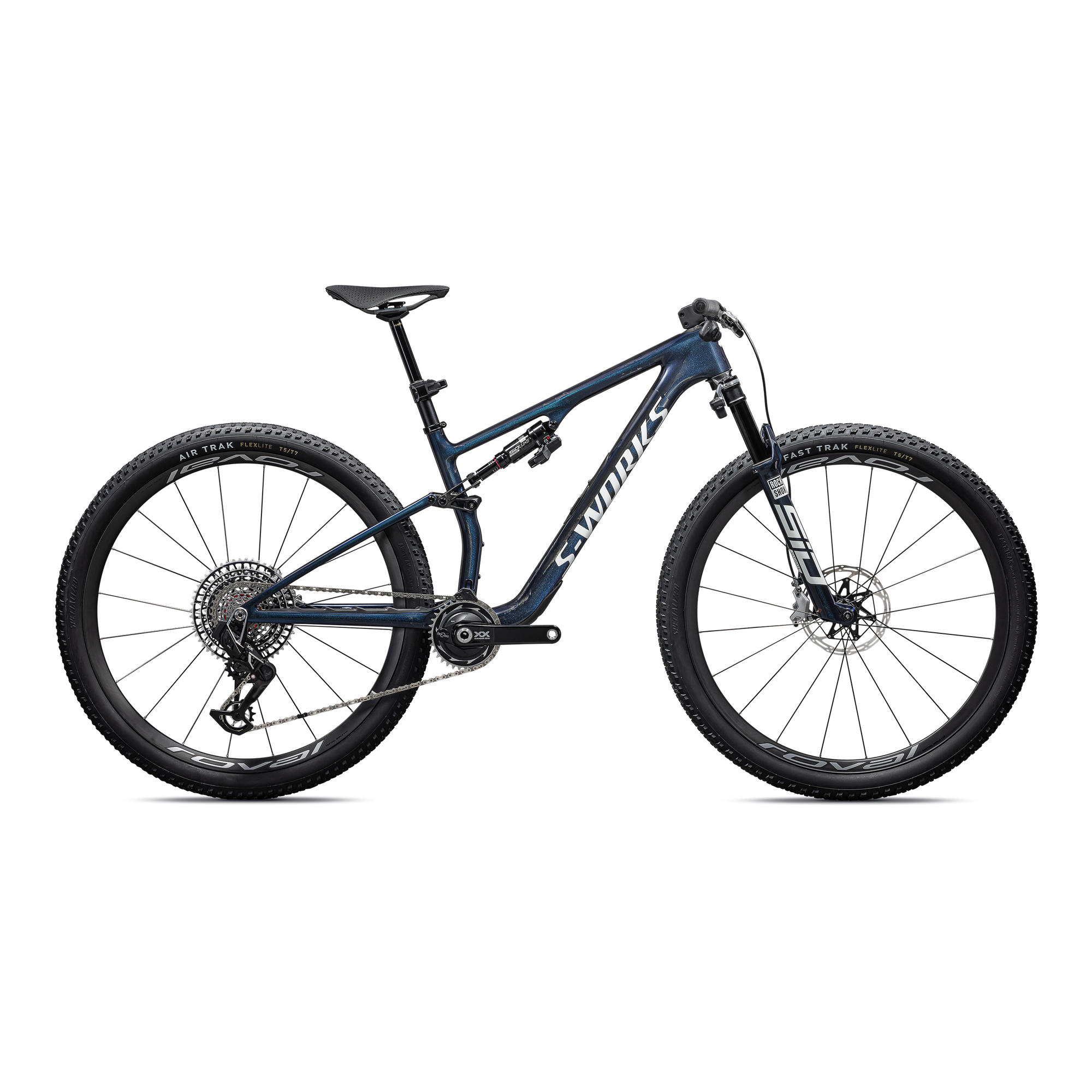 Specialized S-Works Epic 8 - SRAM XX SL AXS, RockShox Ultimate Flight Attendant - Gloss Cyan Blue Pearl / Metallic White Silver