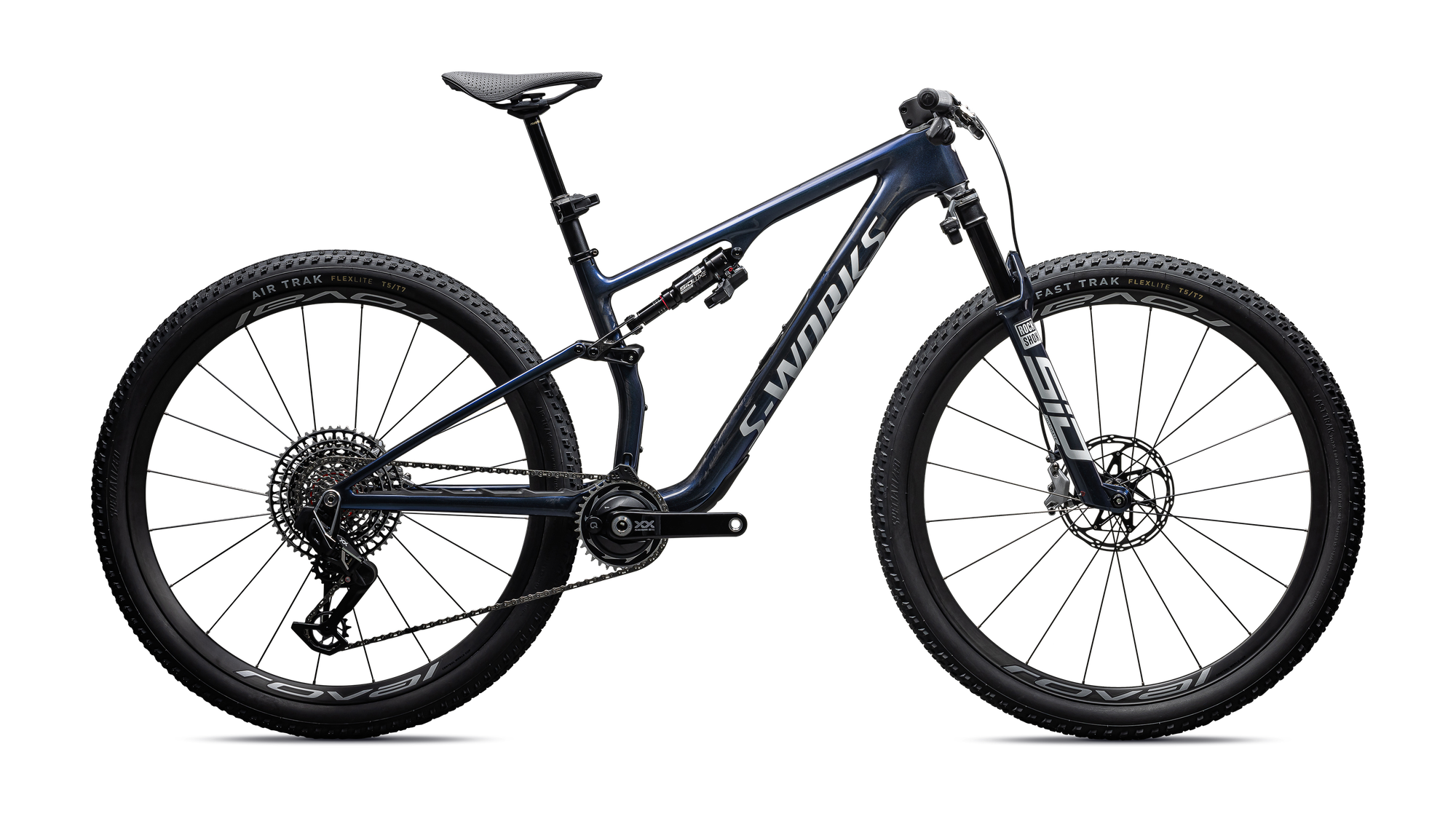 Specialized S-Works Epic 8 - SRAM XX SL AXS, RockShox Ultimate Flight Attendant - Gloss Cyan Blue Pearl / Metallic White Silver