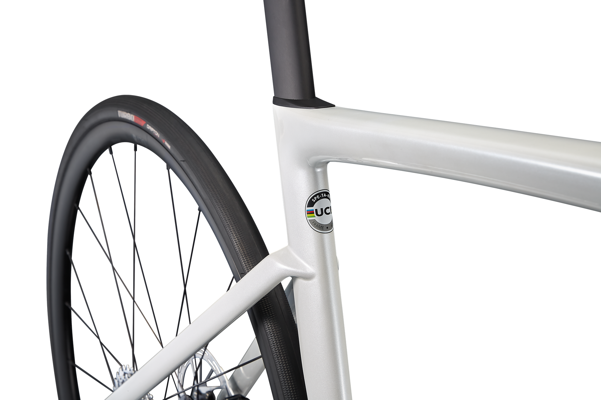 Specialized Tarmac SL7 Comp - SRAM Rival eTAP AXS - Gloss Metallic White Silver / Smoke