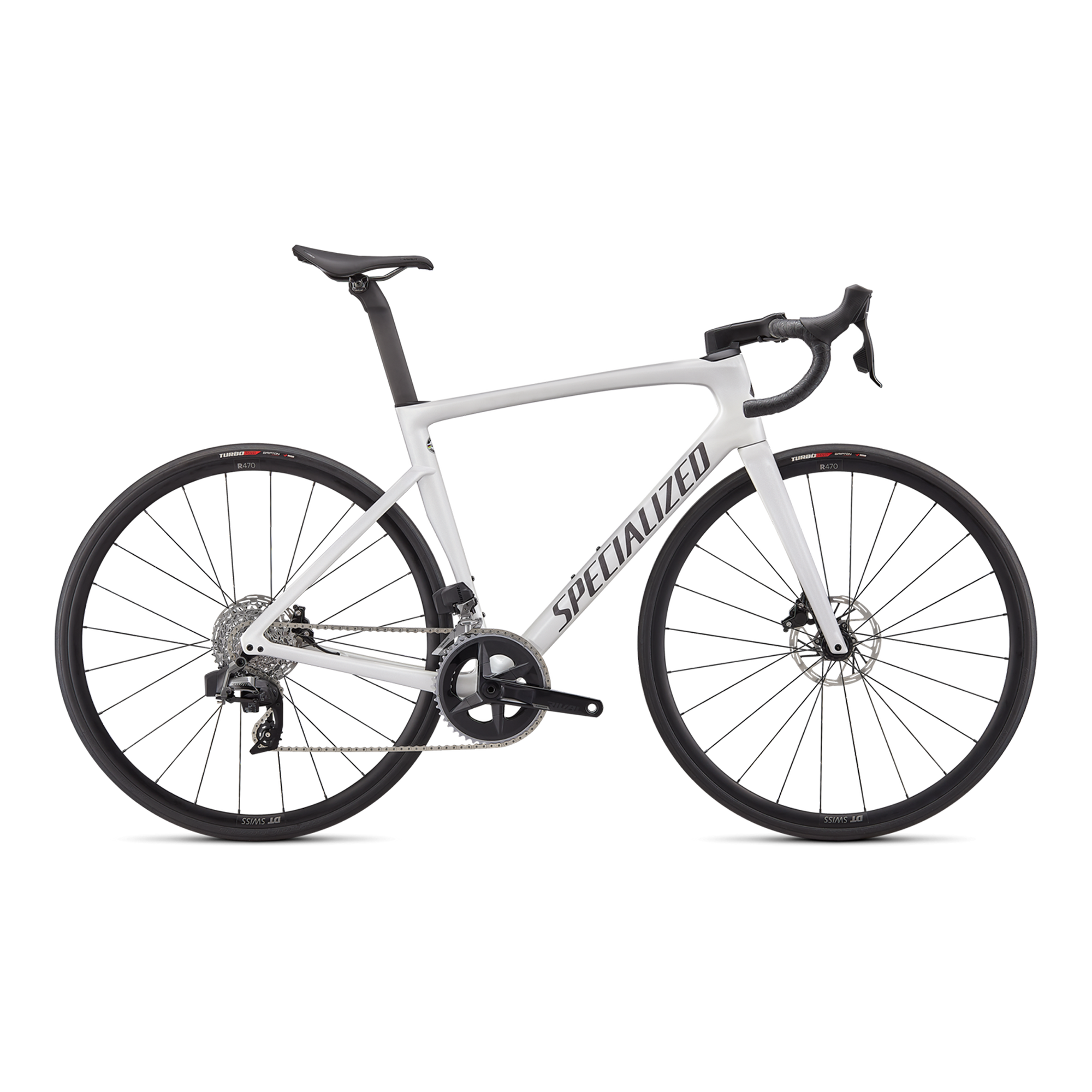 Specialized Tarmac SL7 Comp - SRAM Rival eTAP AXS - Gloss Metallic White Silver / Smoke