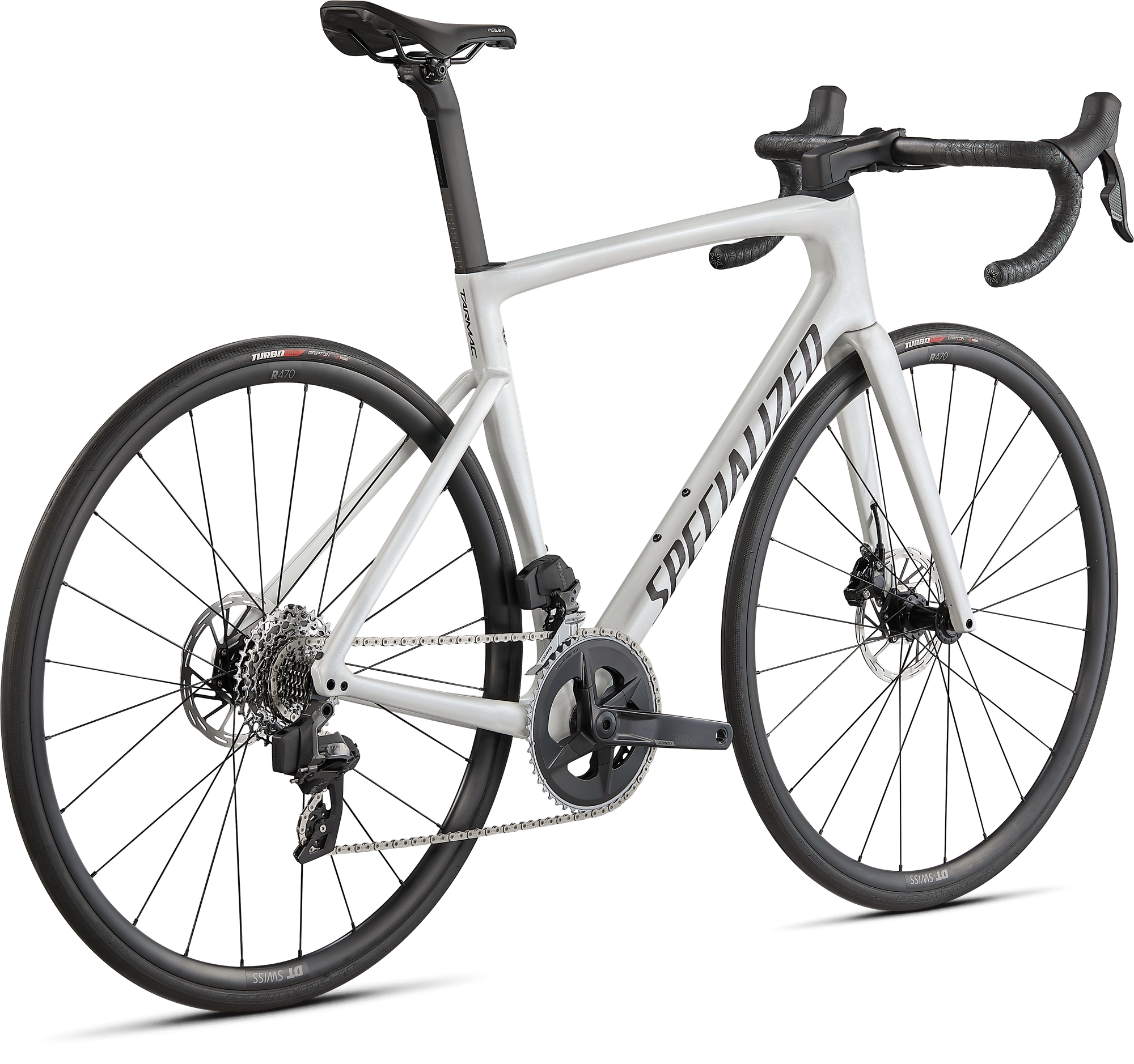 Specialized Tarmac SL7 Comp - SRAM Rival eTAP AXS - Gloss Metallic White Silver / Smoke