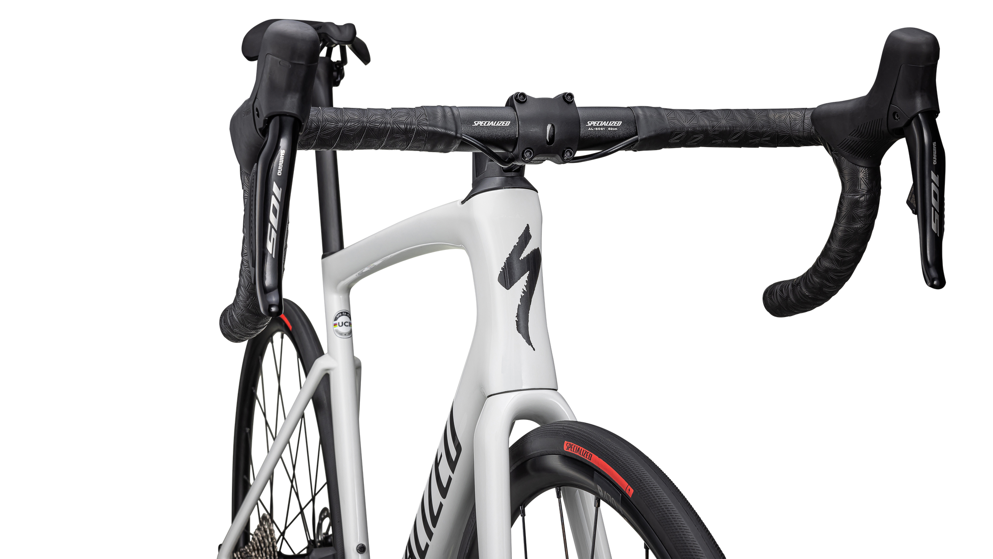 Specialized Tarmac SL7 Comp - Shimano 105 Di2 - Gloss Dune White/Metallic Obsidian