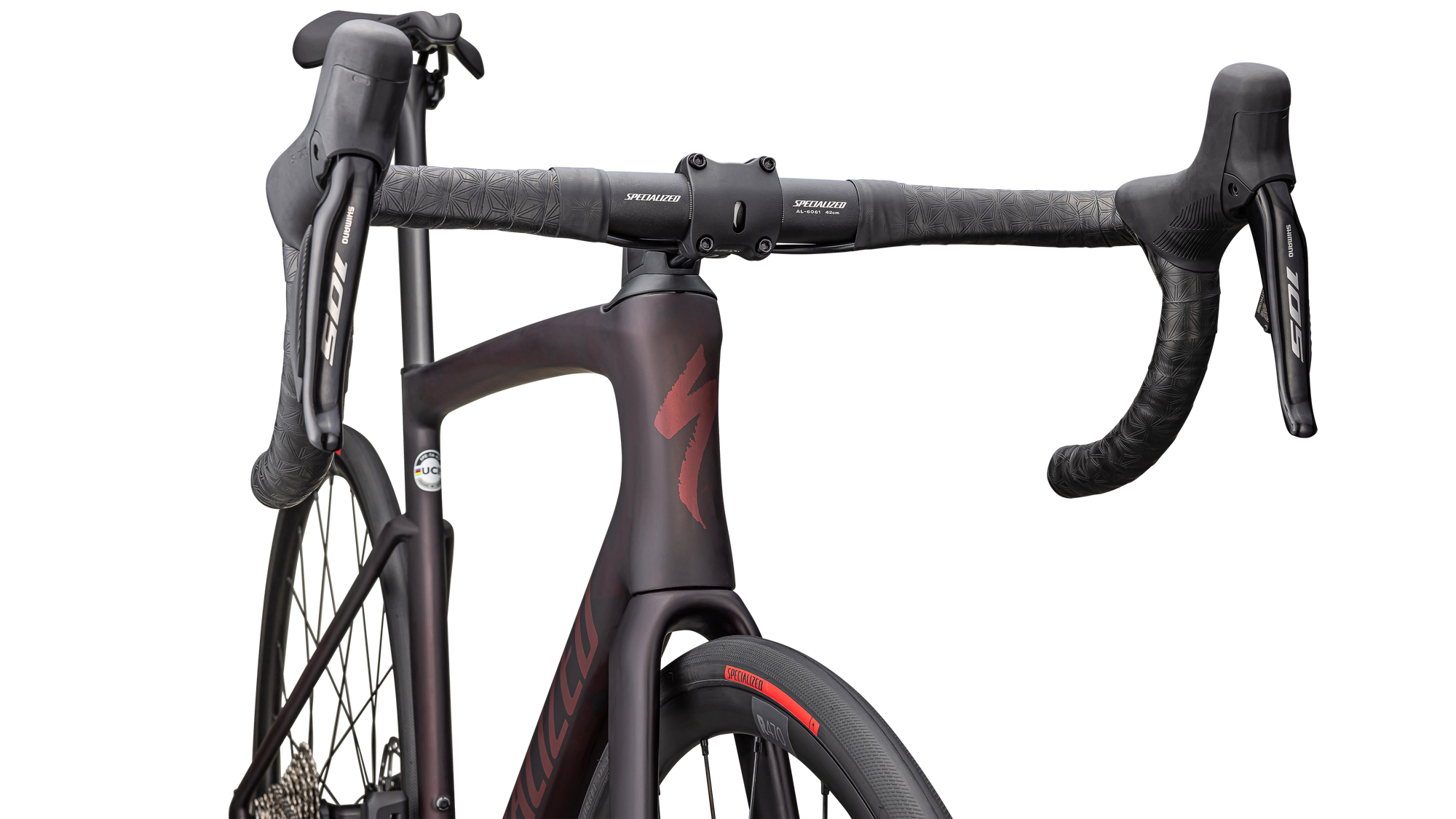 Specialized Tarmac SL7 Comp - Shimano 105 Di2 - Satin Red Tint Over Carbon / Red Sky