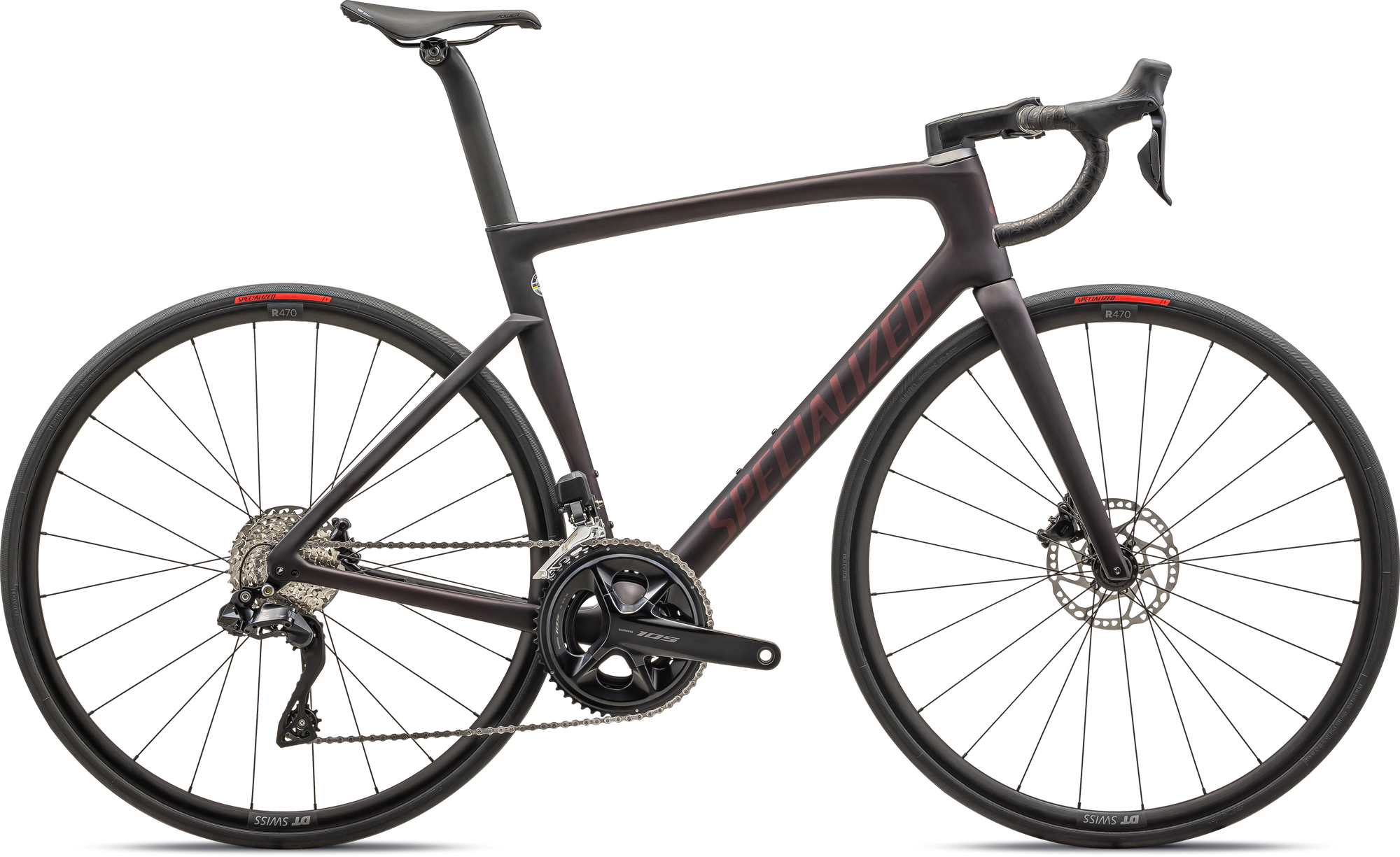 Specialized Tarmac SL7 Comp - Shimano 105 Di2 - Satin Red Tint Over Carbon / Red Sky