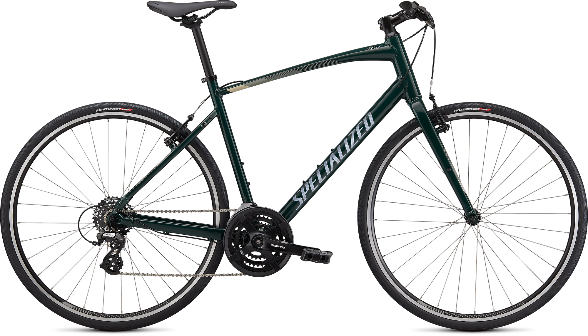 Specialized Sirrus 1.0 - Gloss Forest Green / White Mountains / Satin Black Reflective