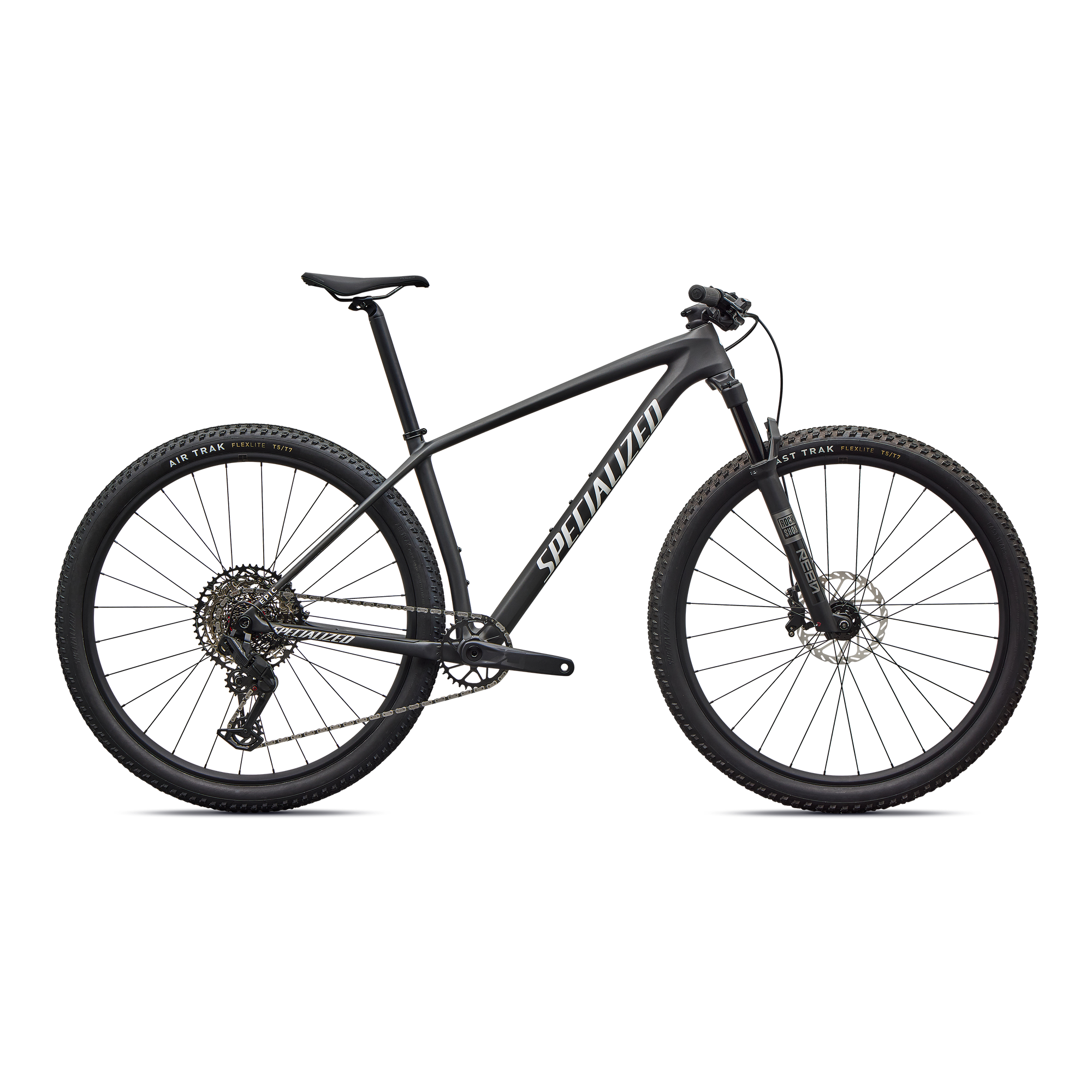 Specialized Epic Hardtail Comp - SRAM Eagle 70, RockShox REBA - Satin Carbon / Metallic White Silver