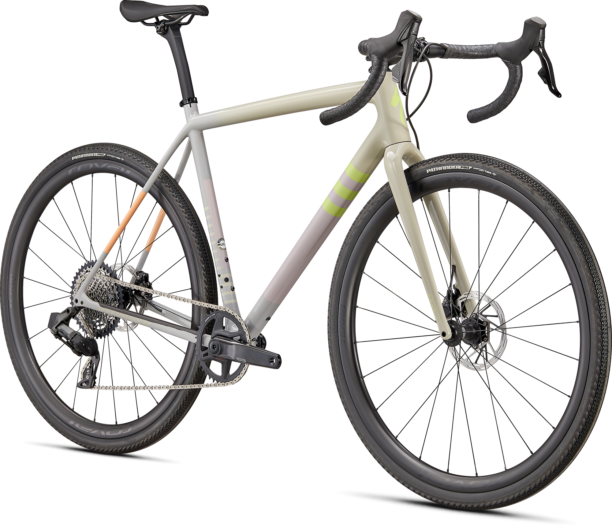 Specialized Crux Expert - SRAM Rival XPLR eTAP AXS - Gloss White Speckled/Dove Grey/Papaya/Clay/Lime