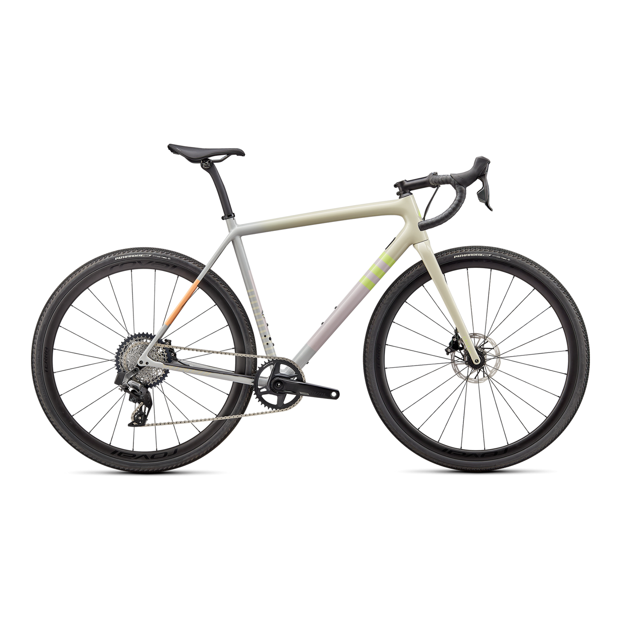 Specialized Crux Expert - SRAM Rival XPLR eTAP AXS - Gloss White Speckled/Dove Grey/Papaya/Clay/Lime