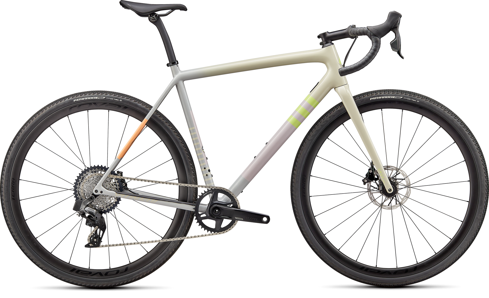 Specialized Crux Expert - SRAM Rival XPLR eTAP AXS - Gloss White Speckled/Dove Grey/Papaya/Clay/Lime
