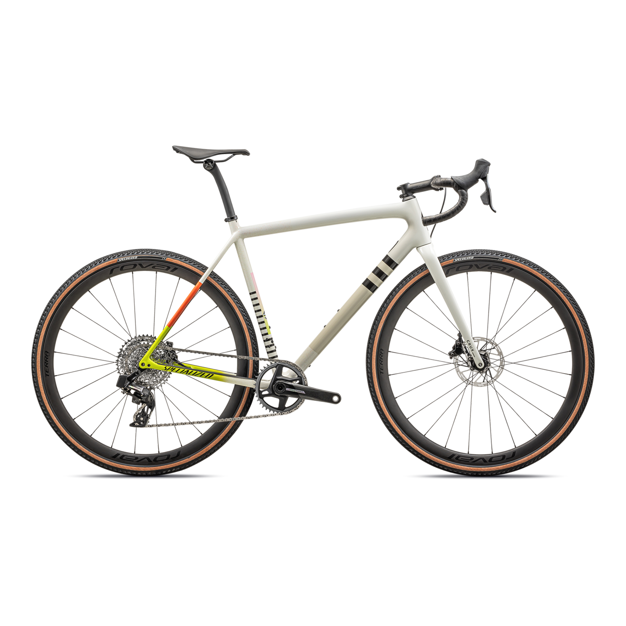 Specialized Crux Pro - SRAM Force XPLR eTAP AXS - Gloss Dune White Birch Cactus Bloom Speckle