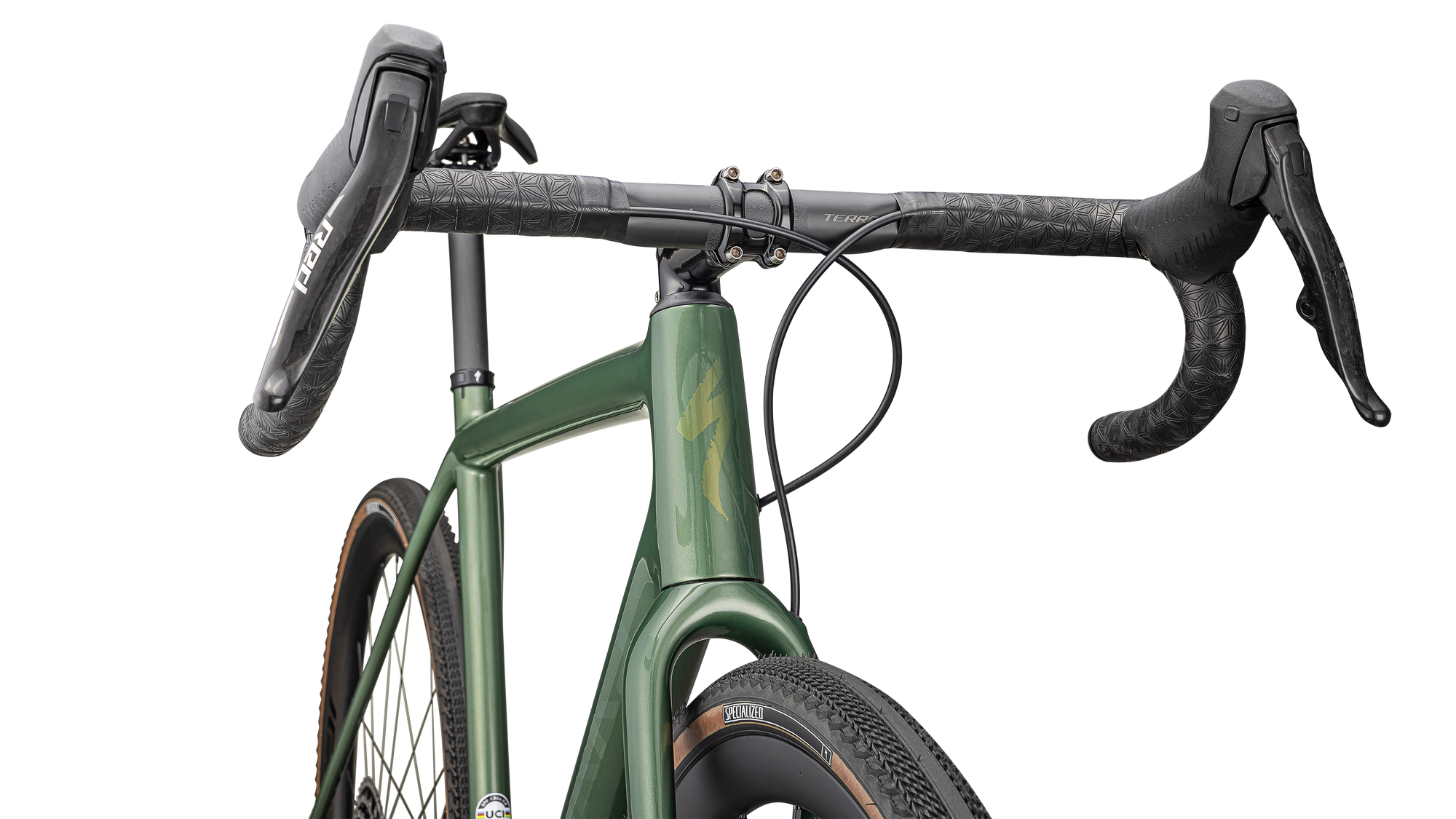 Specialized S-Works Crux - SRAM RED XPLR - Gloss Cypress Metallic / Viavi Gold To Silver Pearl