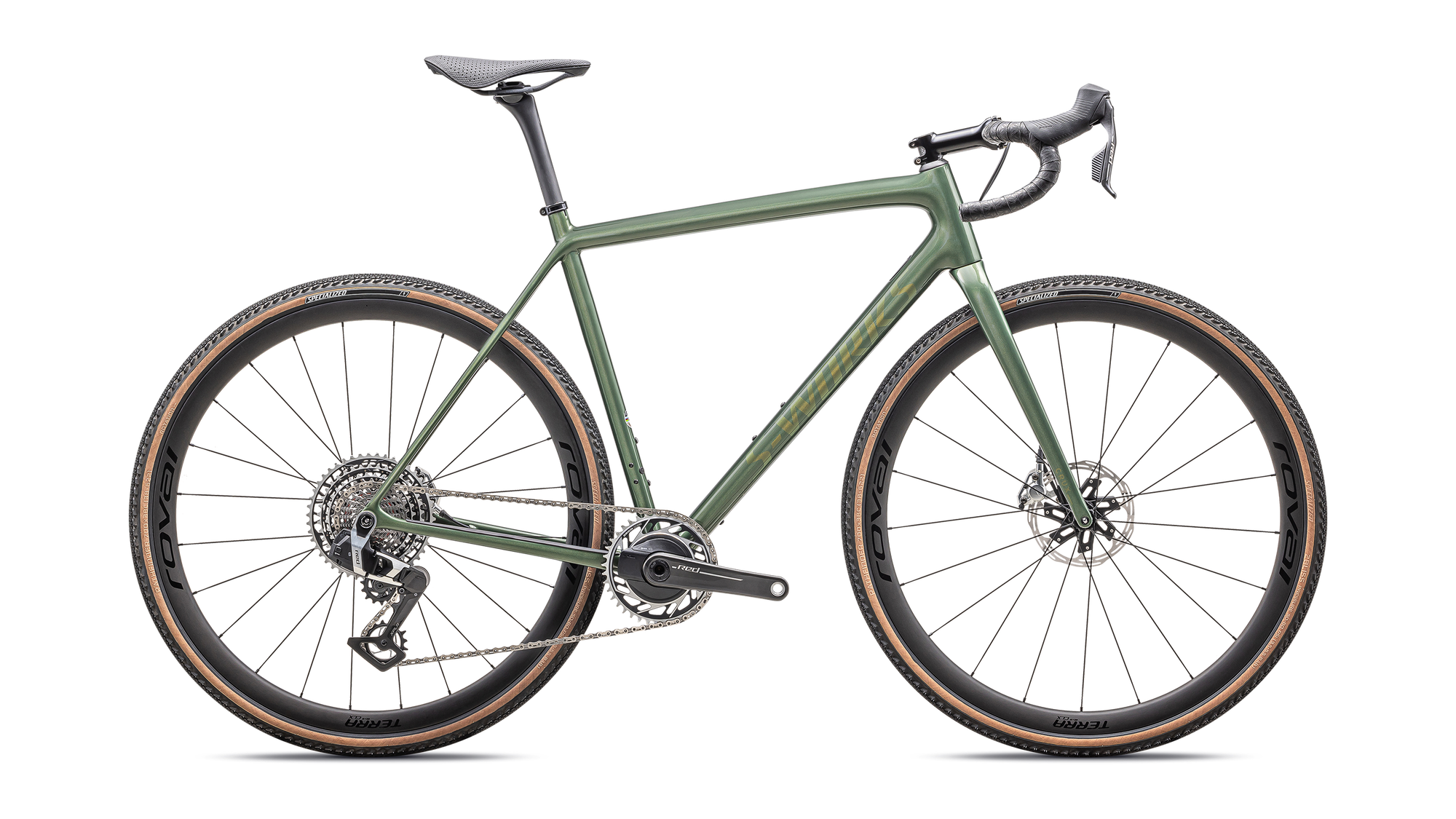 Specialized S-Works Crux - SRAM RED XPLR - Gloss Cypress Metallic / Viavi Gold To Silver Pearl