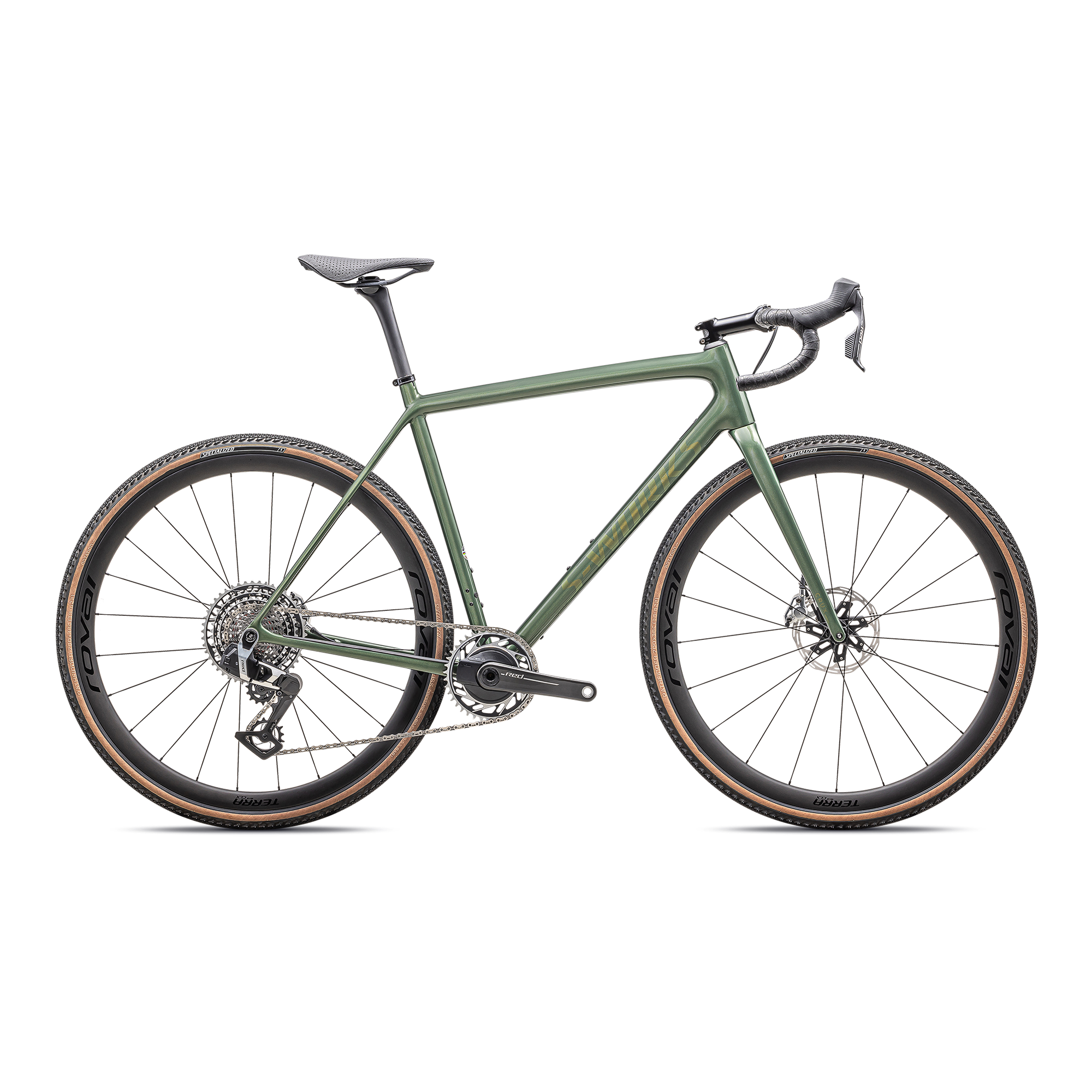 Specialized S-Works Crux - SRAM RED XPLR - Gloss Cypress Metallic / Viavi Gold To Silver Pearl