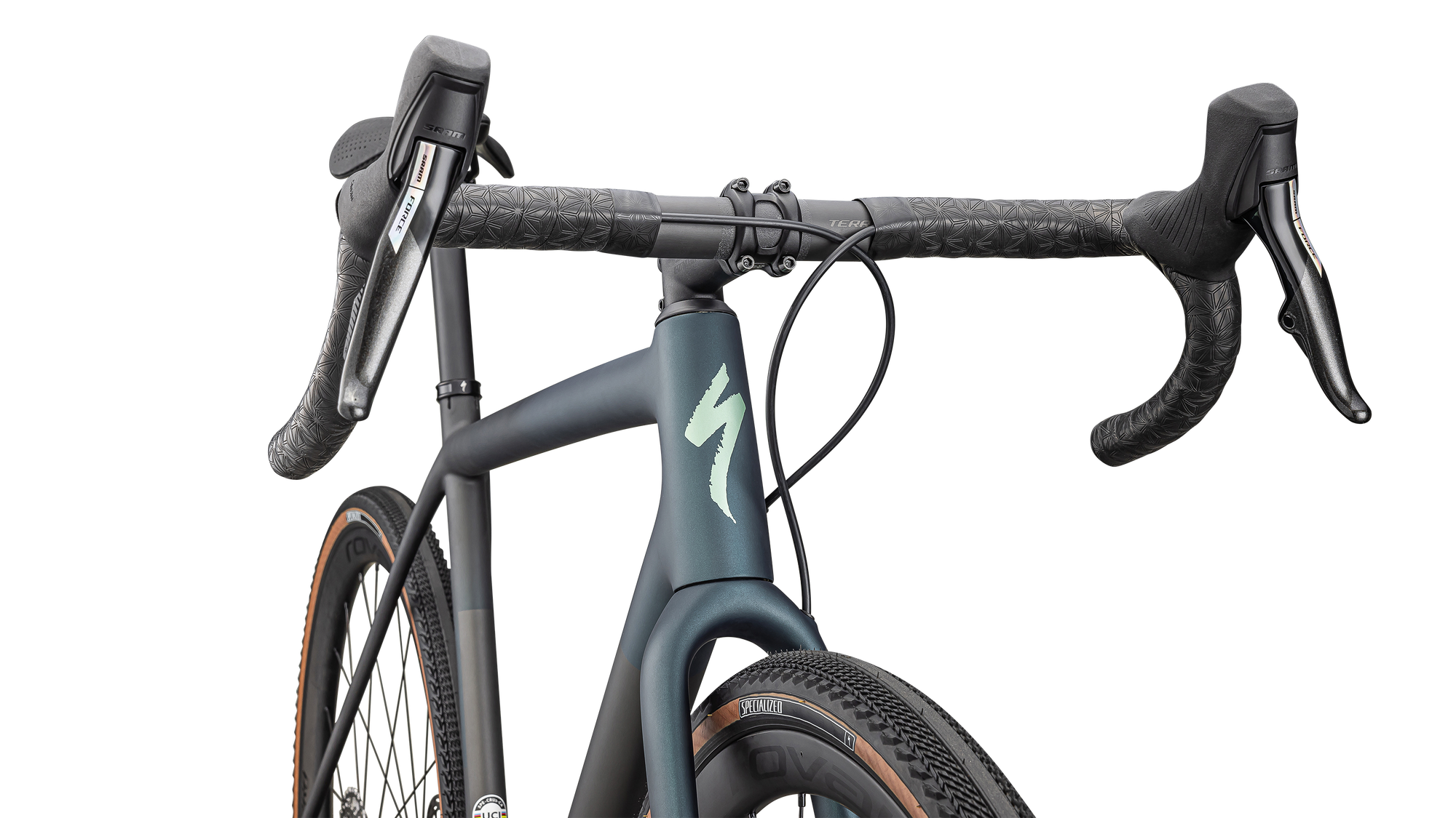 Specialized Crux Pro - SRAM Force XPLR eTAP AXS - Satin Carbon / Deep Lake Metallic / Smoke / White Sage Metallic