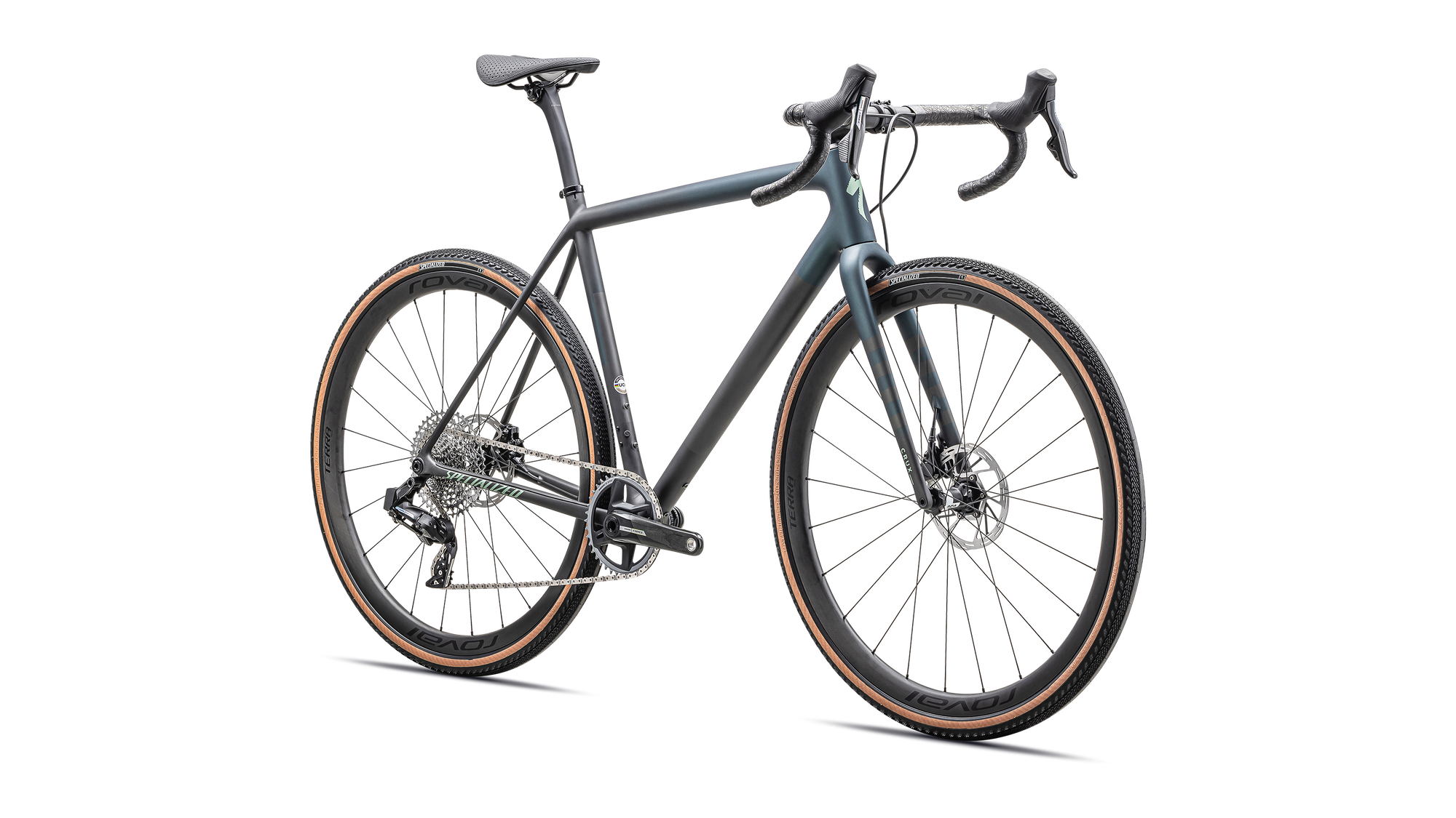 Specialized Crux Pro - SRAM Force XPLR eTAP AXS - Satin Carbon / Deep Lake Metallic / Smoke / White Sage Metallic