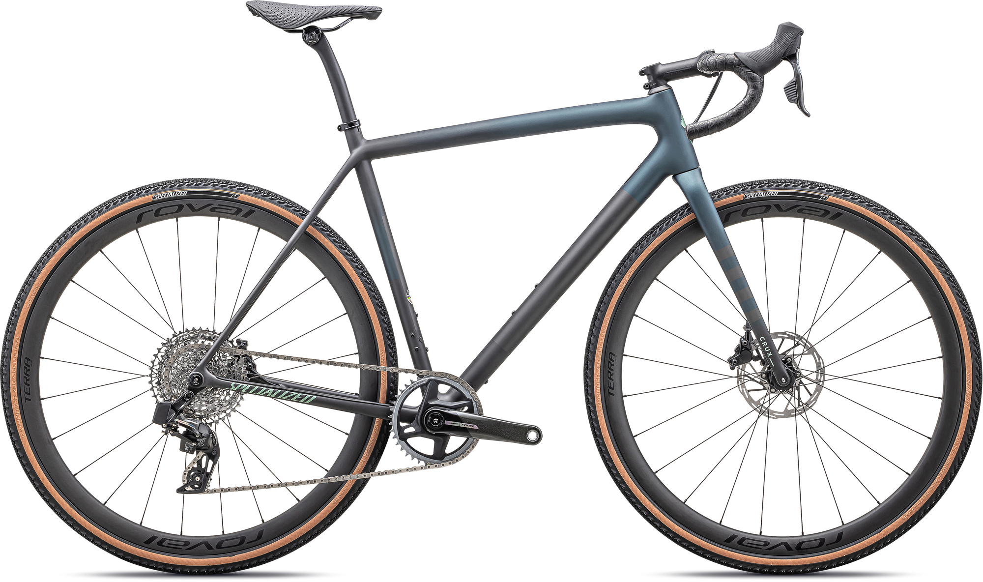 Specialized Crux Pro - SRAM Force XPLR eTAP AXS - Satin Carbon / Deep Lake Metallic / Smoke / White Sage Metallic