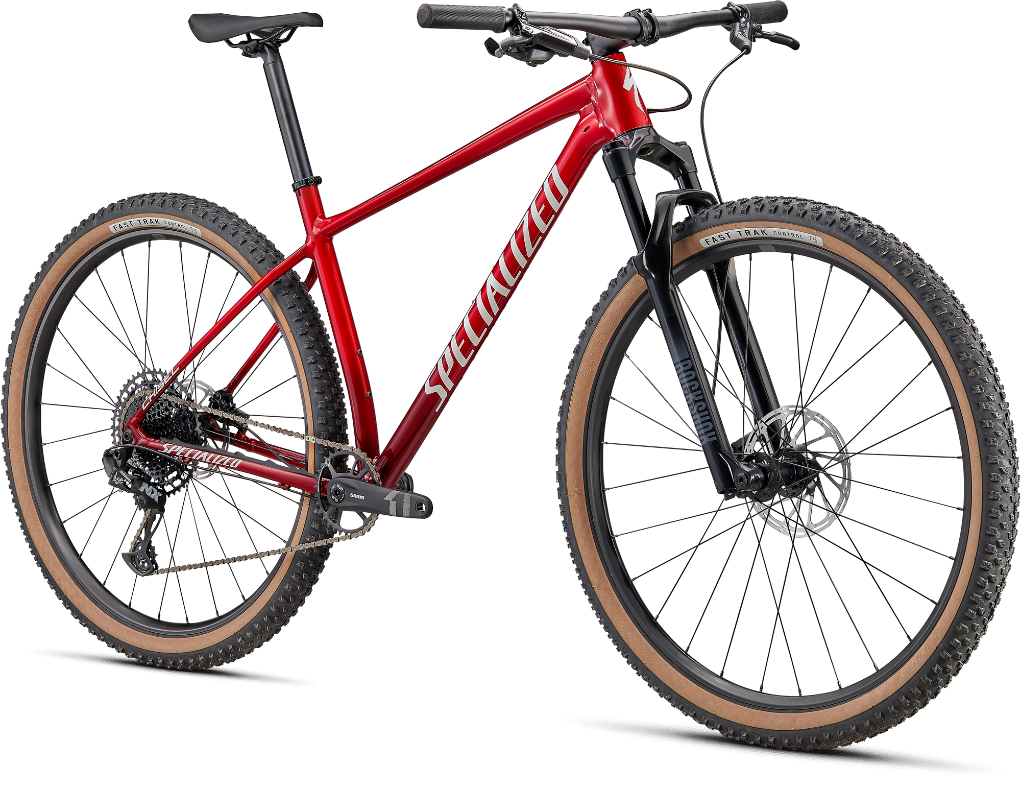 Specialized Chisel Hardtail Comp - Gloss Red Tint Fade Over Brushed Silver / Tarmac Black / White W/ Gold Pearl