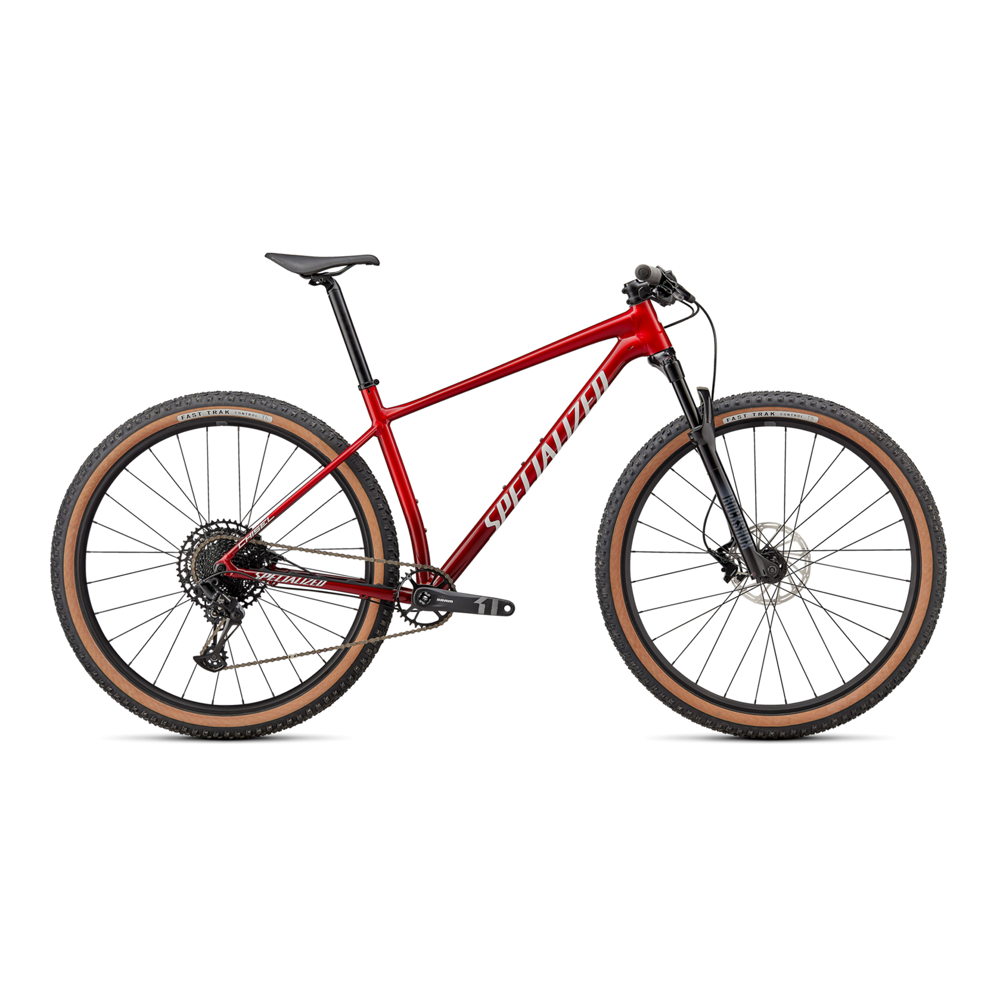 Specialized Chisel Hardtail Comp - Gloss Red Tint Fade Over Brushed Silver / Tarmac Black / White W/ Gold Pearl