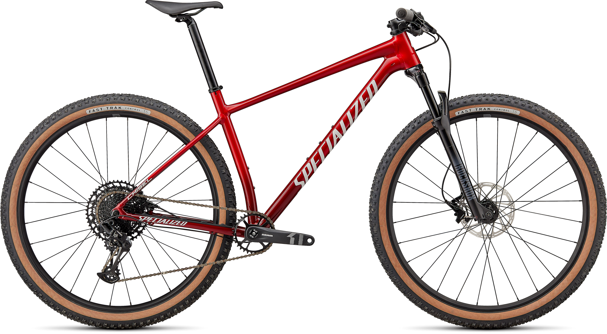 Specialized Chisel Hardtail Comp - Gloss Red Tint Fade Over Brushed Silver / Tarmac Black / White W/ Gold Pearl