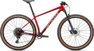 Specialized Chisel Hardtail Comp - Gloss Red Tint Fade Over Brushed Silver / Tarmac Black / White W/ Gold Pearl