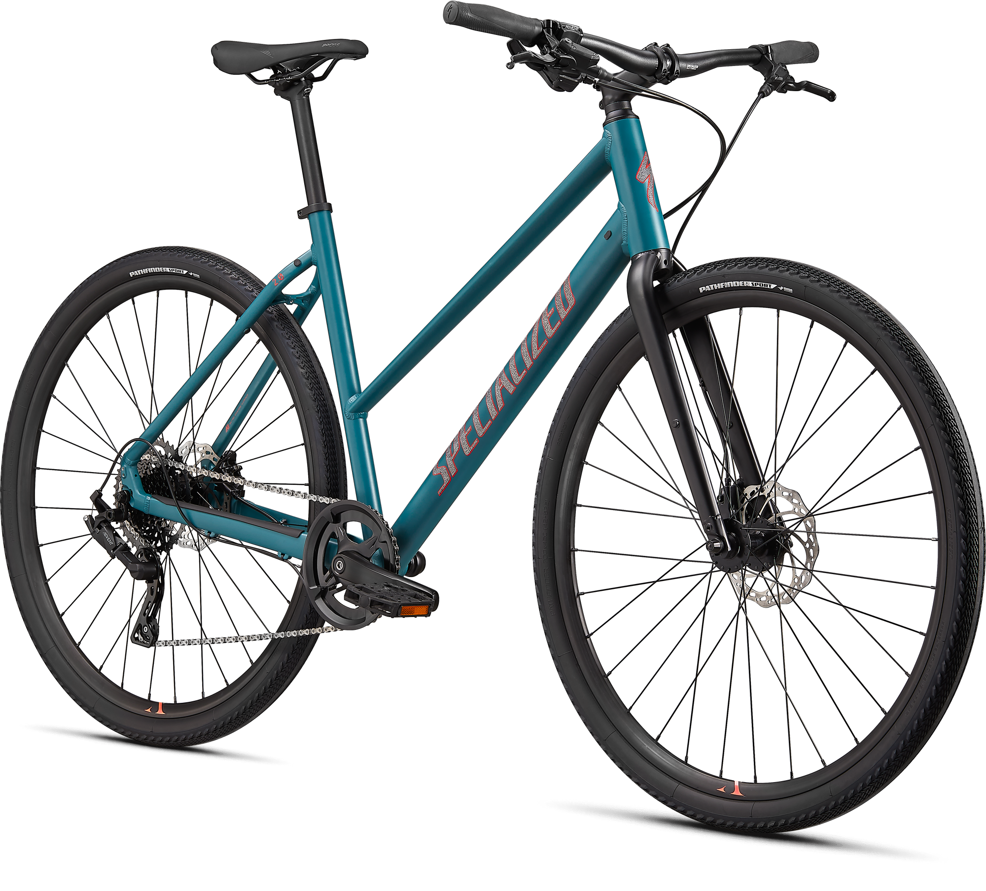 Specialized Sirrus X 2.0 Step-Through - Dusty Turquoise / Rocket Red / Black Reflective