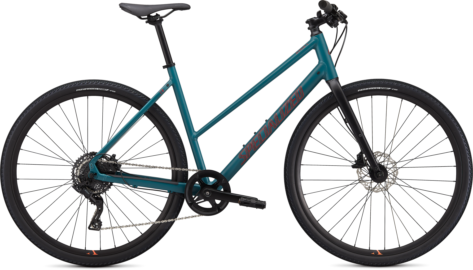 Specialized Sirrus X 2.0 Step-Through - Dusty Turquoise / Rocket Red / Black Reflective
