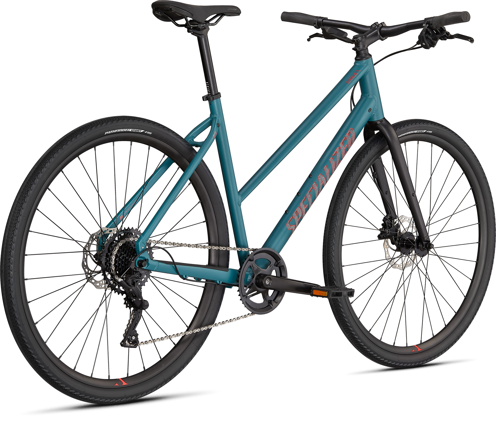 Specialized Sirrus X 2.0 Step-Through - Dusty Turquoise / Rocket Red / Black Reflective