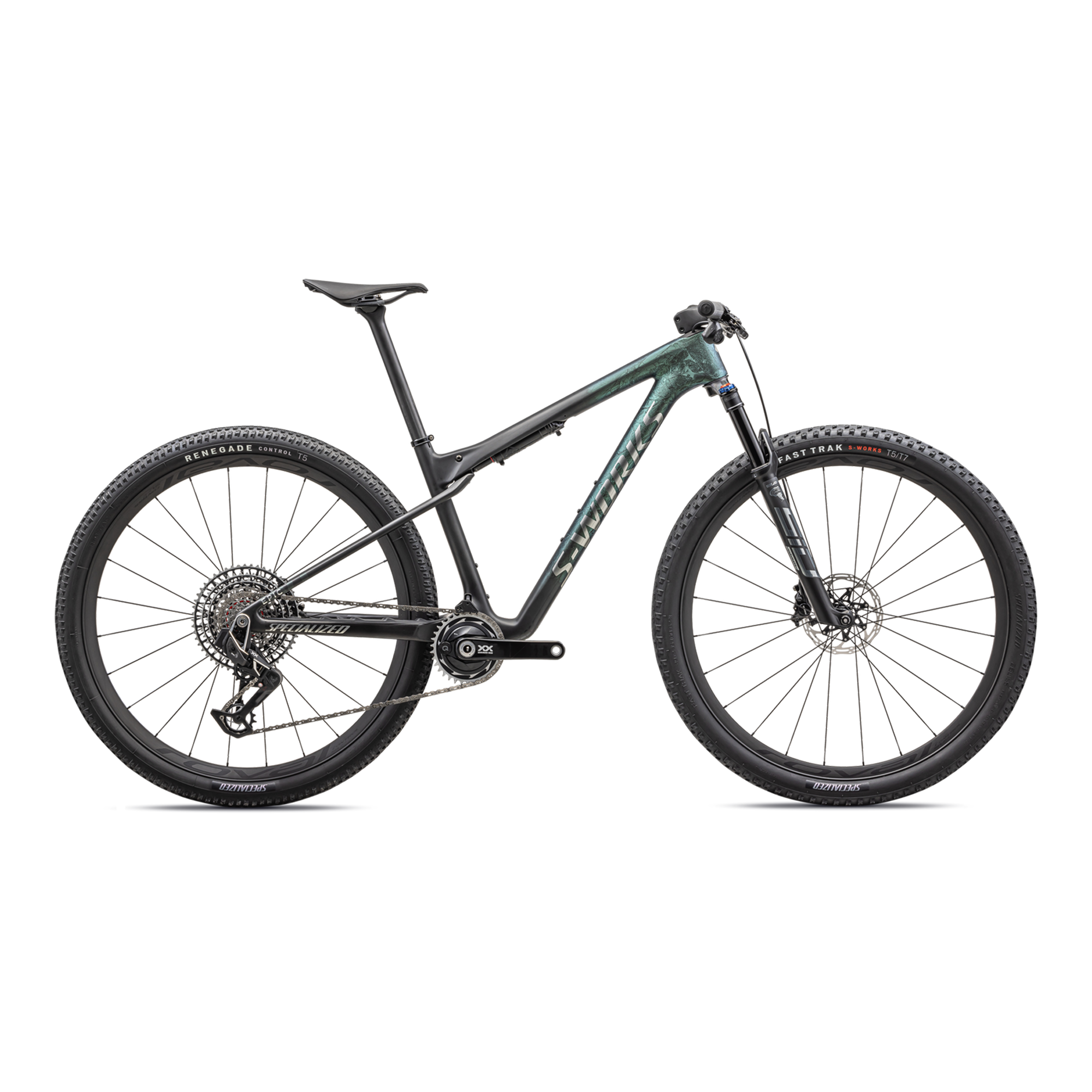Specialized S-Works Epic World Cup - SRAM XX AXS, RockShox Ultimate - Satin Chameleon Lapis Tint Granite / Brushed Chrome