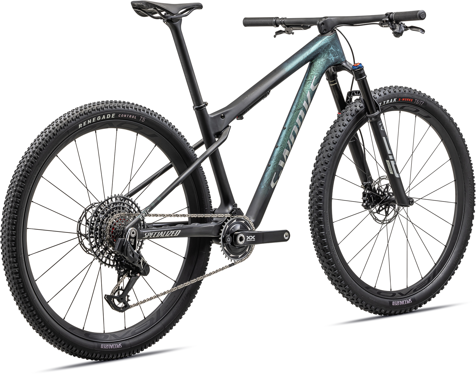 Specialized S-Works Epic World Cup - SRAM XX AXS, RockShox Ultimate - Satin Chameleon Lapis Tint Granite / Brushed Chrome