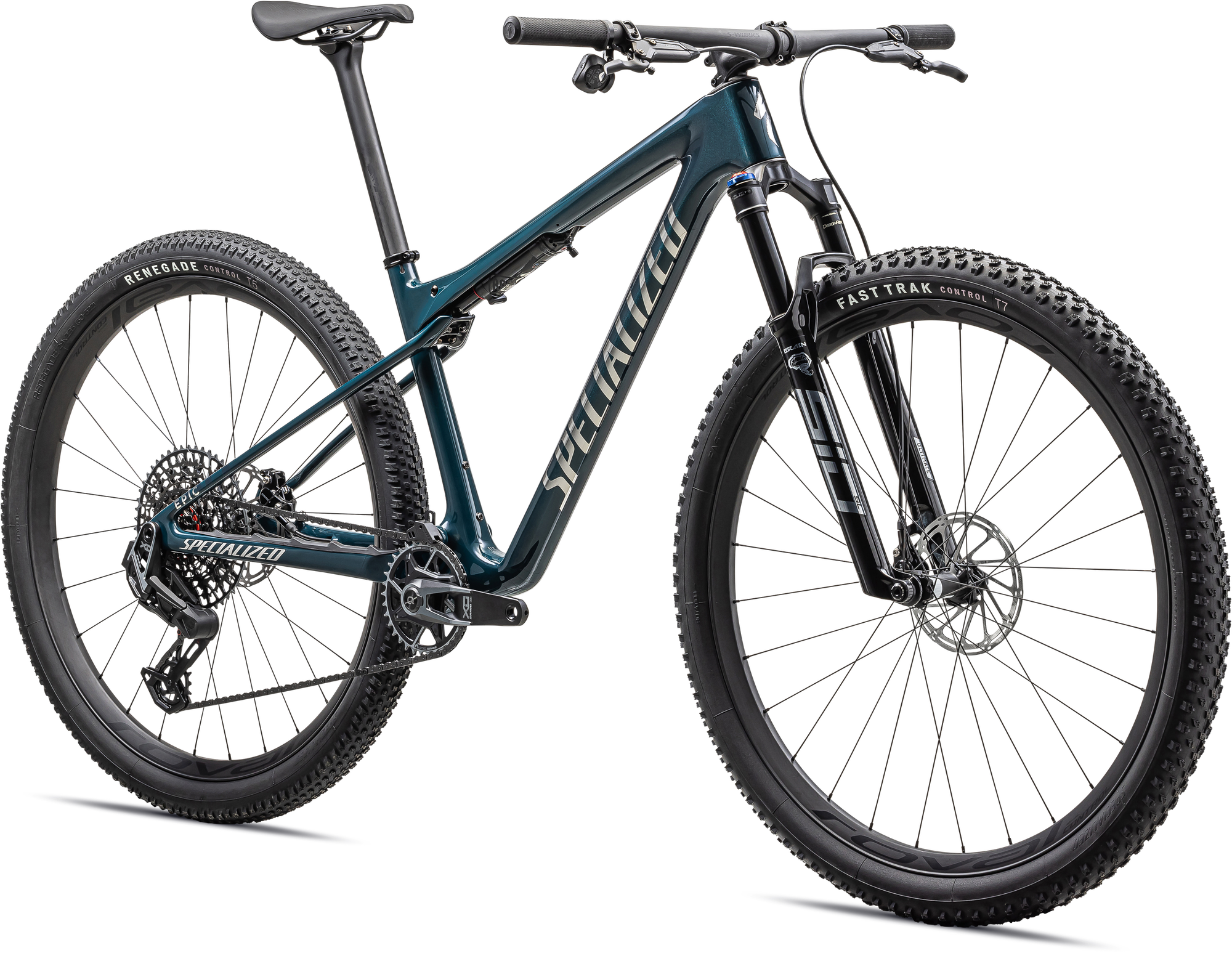 Specialized Epic World Cup Pro - SRAM X0 AXS, RockShox Ultimate - Gloss Deep Lake Metallic / Chrome