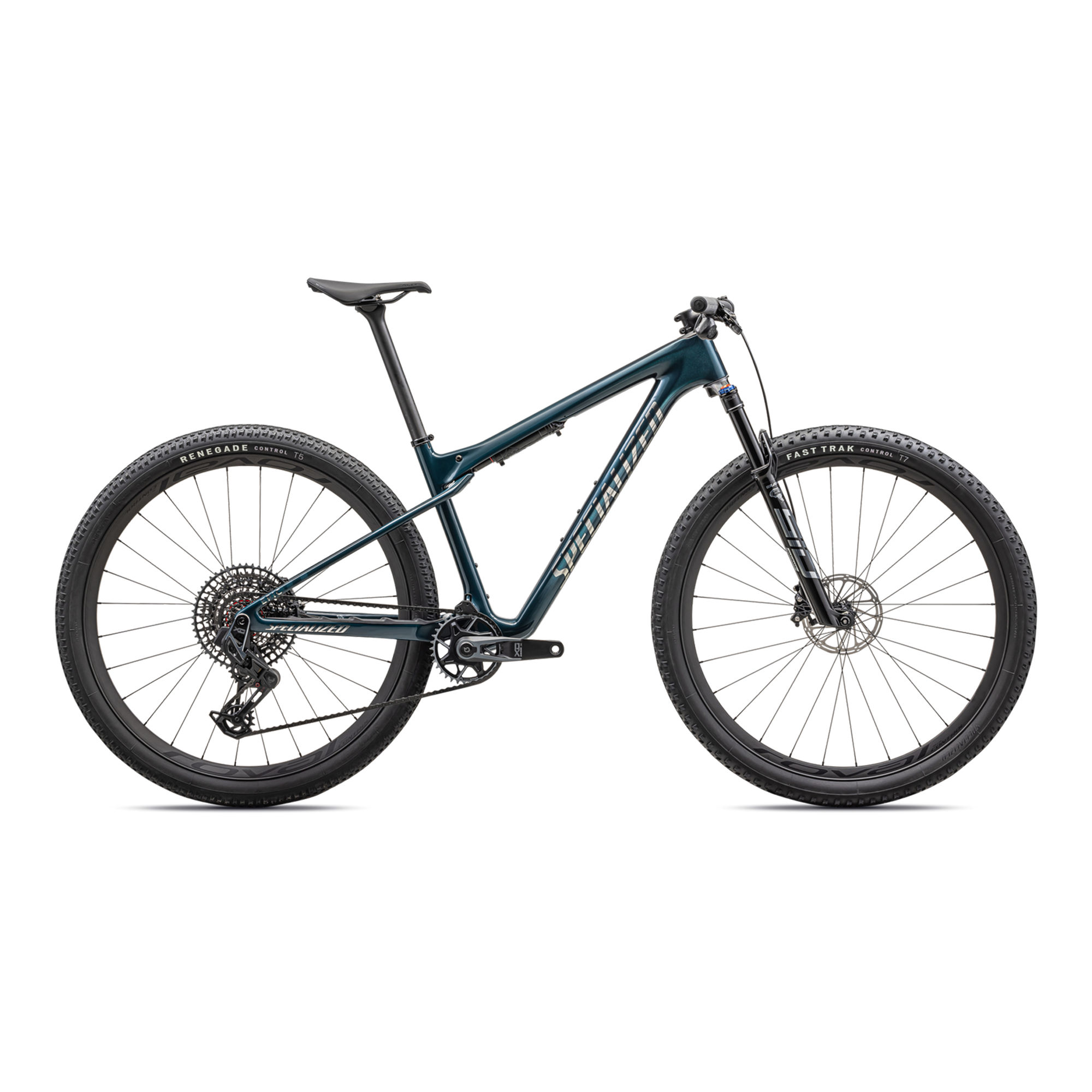 Specialized Epic World Cup Pro - SRAM X0 AXS, RockShox Ultimate - Gloss Deep Lake Metallic / Chrome