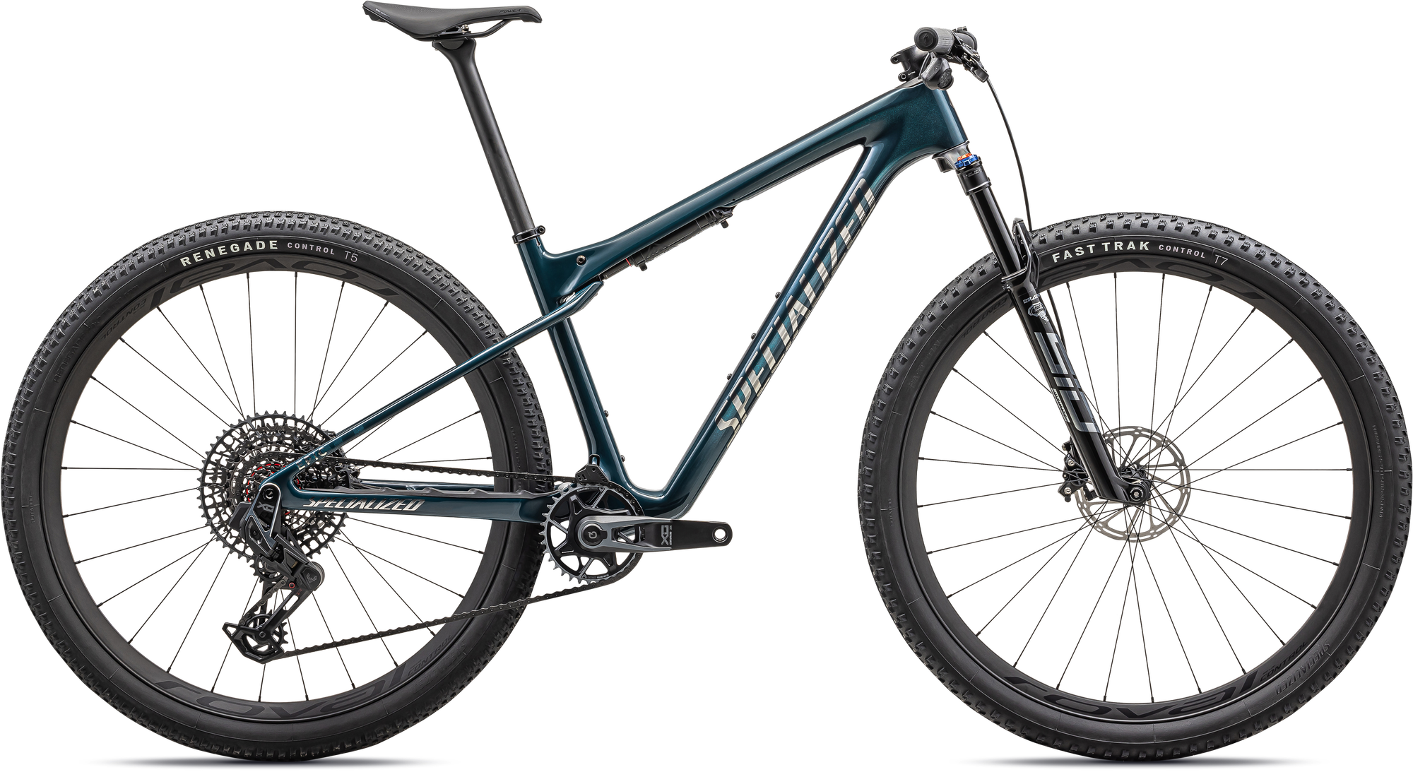 Specialized Epic World Cup Pro - SRAM X0 AXS, RockShox Ultimate - Gloss Deep Lake Metallic / Chrome