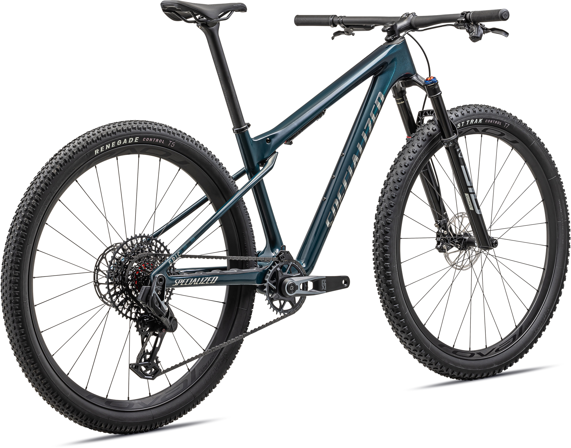 Specialized Epic World Cup Pro - SRAM X0 AXS, RockShox Ultimate - Gloss Deep Lake Metallic / Chrome