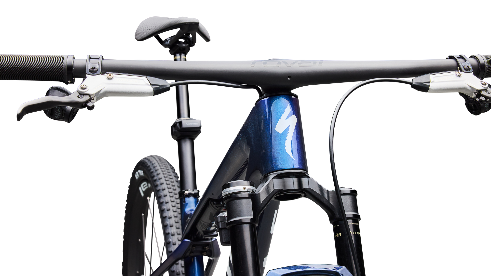 Specialized S-Works Epic World Cup - SRAM XX SL AXS, RockShox Ultimate Flight Attendant - Gloss Carbon Cyan Blue / Metallic White Silver