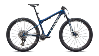 Specialized S-Works Epic World Cup - SRAM XX SL AXS, RockShox Ultimate Flight Attendant - Gloss Carbon Cyan Blue / Metallic White Silver