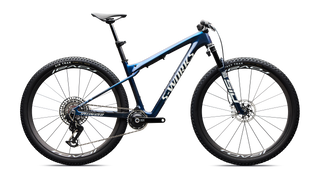 Specialized S-Works Epic World Cup - SRAM XX SL AXS, RockShox Ultimate Flight Attendant - Gloss Carbon Cyan Blue / Metallic White Silver