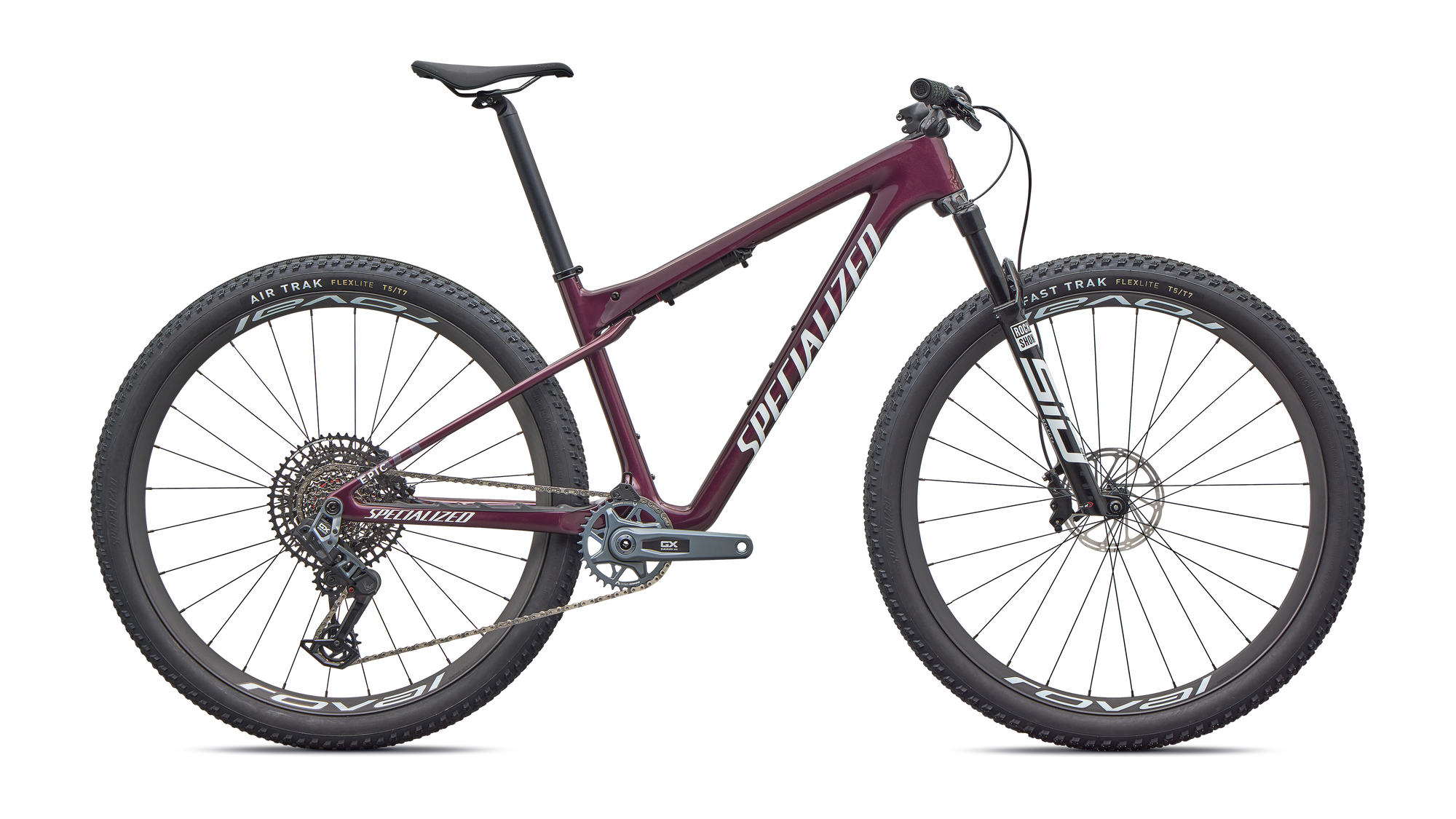 Specialized Epic World Cup Expert - SRAM GX AXS, RockShox Select+ - Gloss Bordeaux Metallic / White