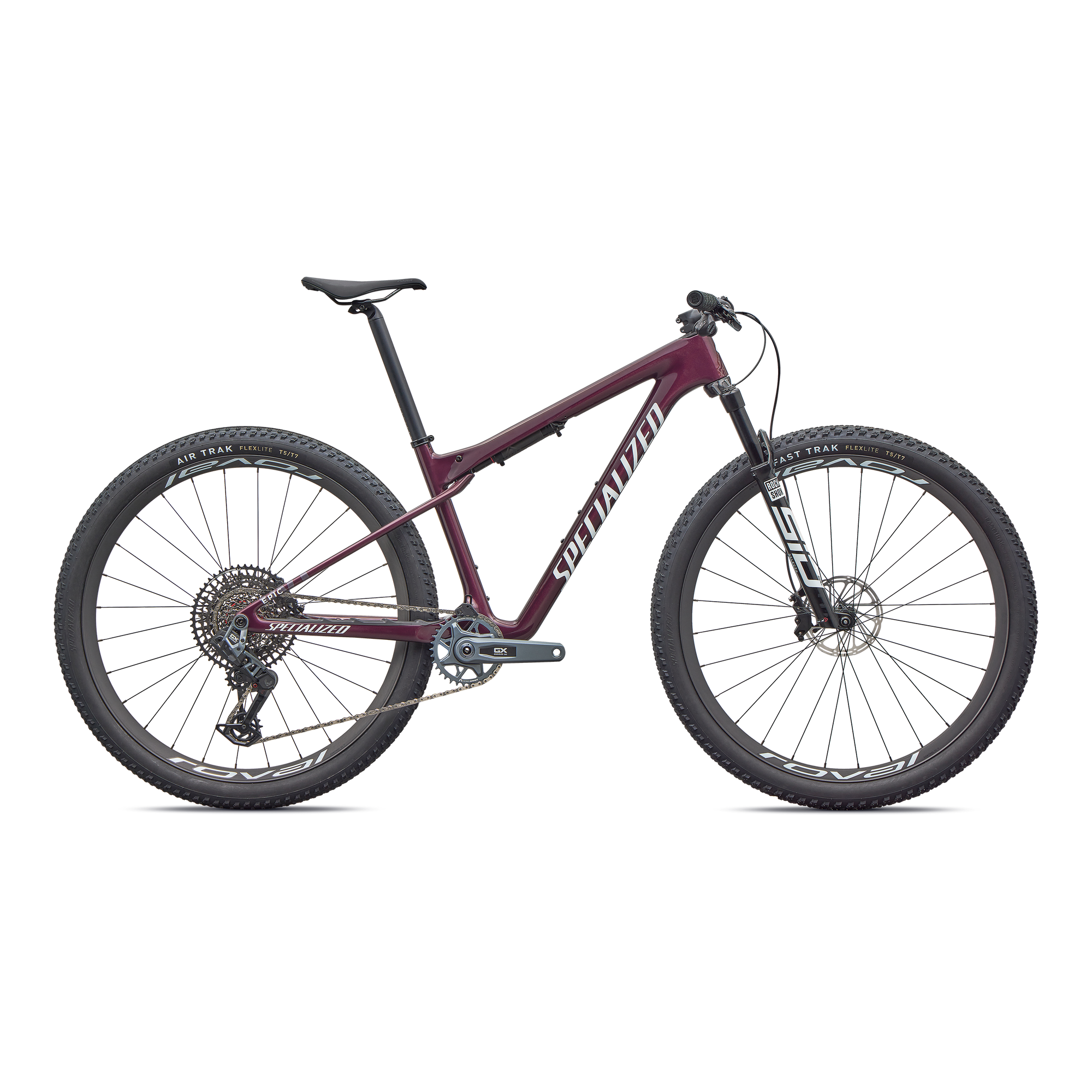 Specialized Epic World Cup Expert - SRAM GX AXS, RockShox Select+ - Gloss Bordeaux Metallic / White