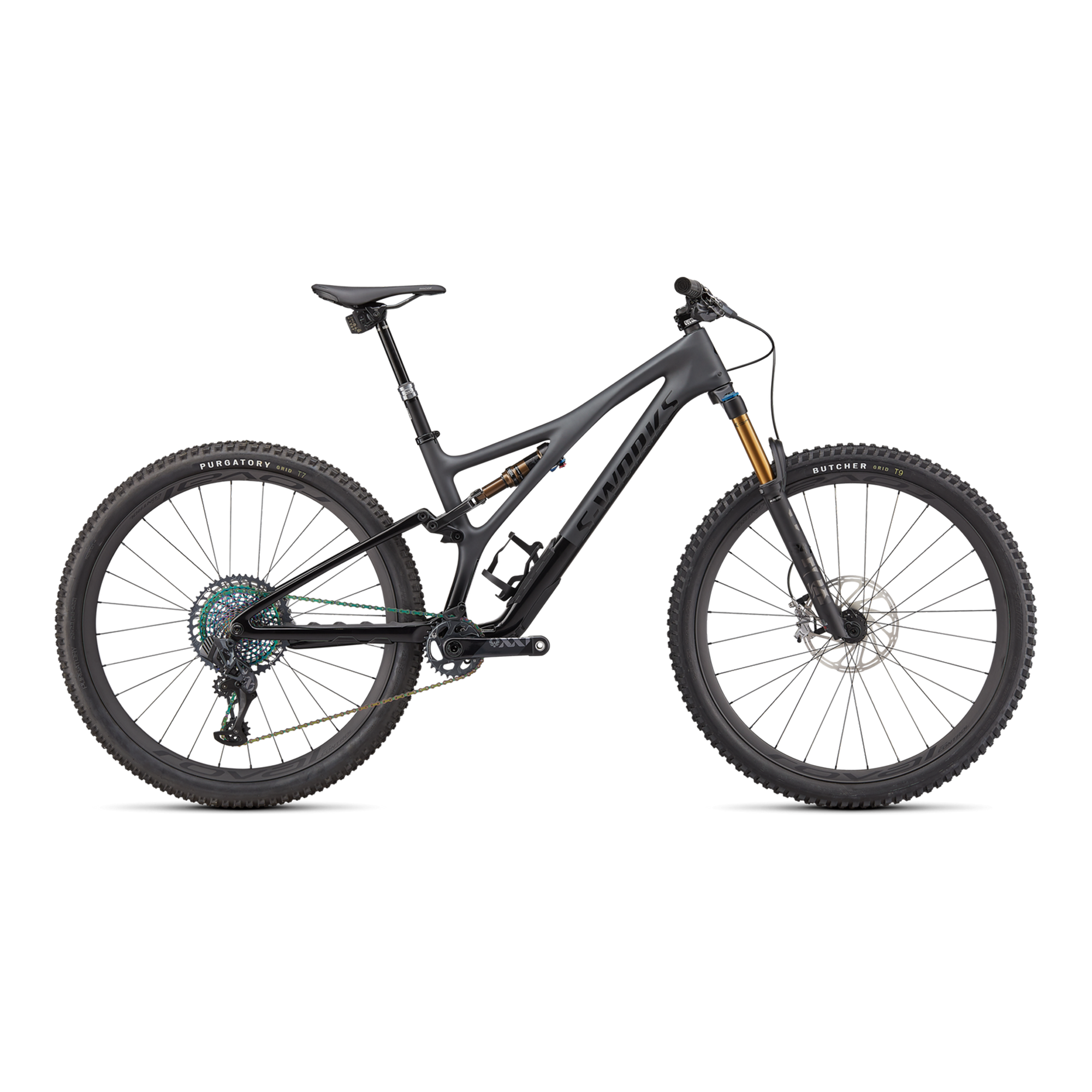 Specialized S-Works Stumpjumper - Satin Brushed Black Liquid Metal / Gloss Black / Black Logos