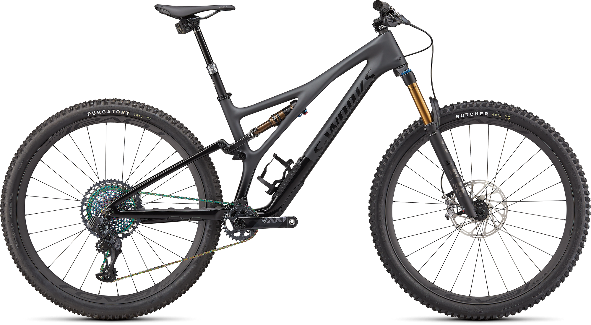 Specialized S-Works Stumpjumper - Satin Brushed Black Liquid Metal / Gloss Black / Black Logos