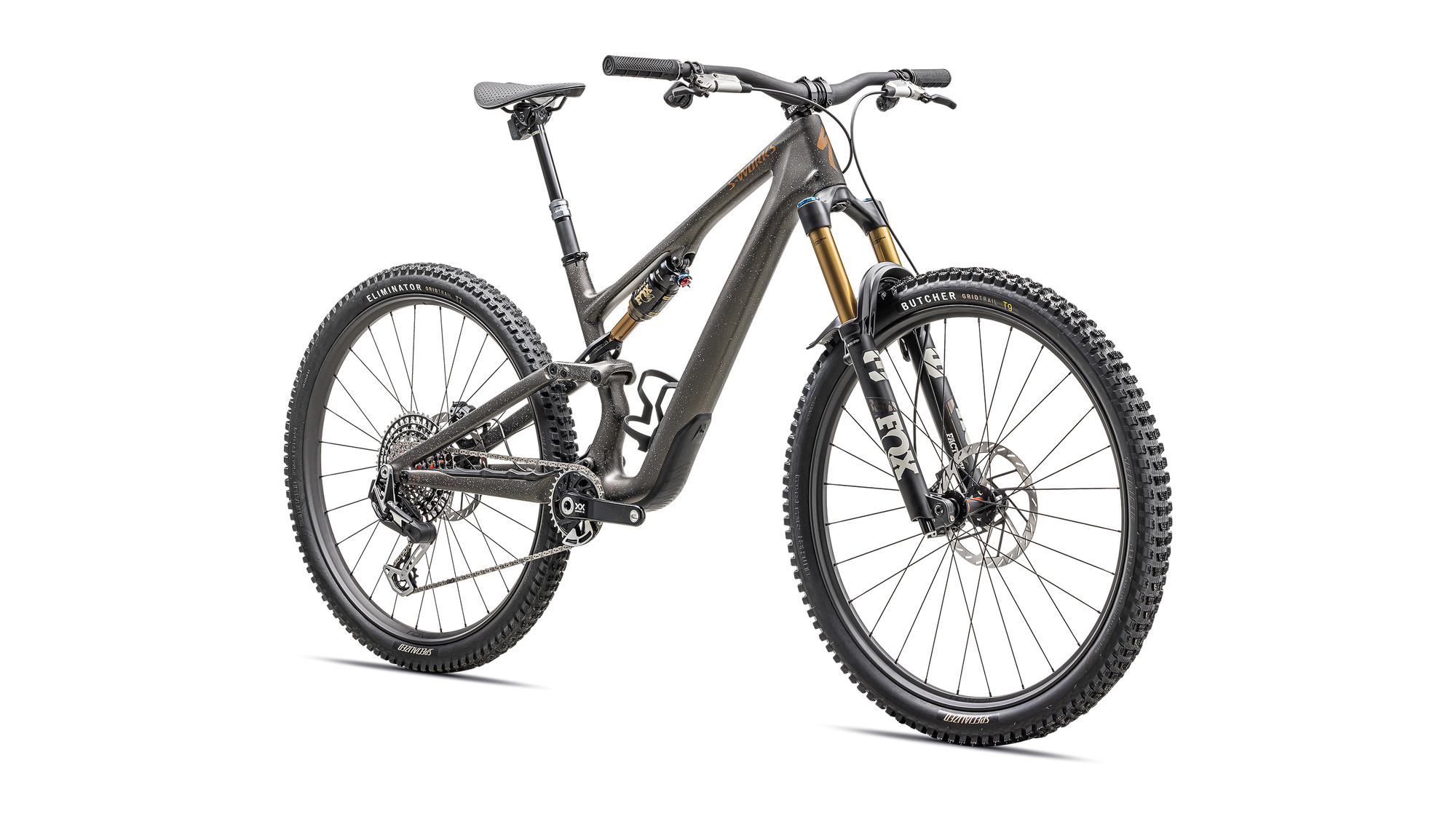 Specialized S-Works Stumpjumper 15 - SRAM XX AXS, FOX Factory - Satin Gunmetal / Clay / White Mtn / Dove Grey / Gloss Bronze