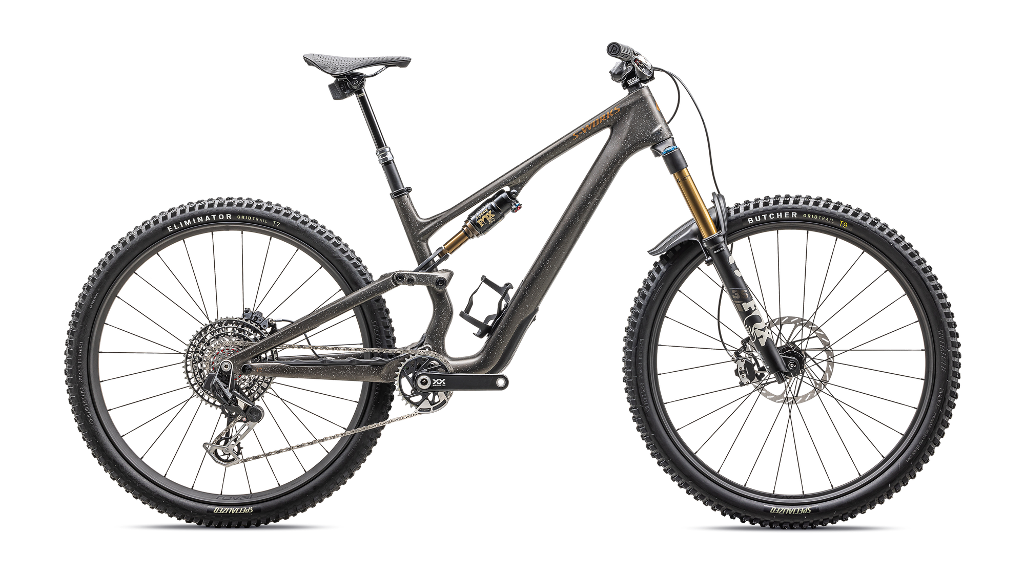 Specialized S-Works Stumpjumper 15 - SRAM XX AXS, FOX Factory - Satin Gunmetal / Clay / White Mtn / Dove Grey / Gloss Bronze