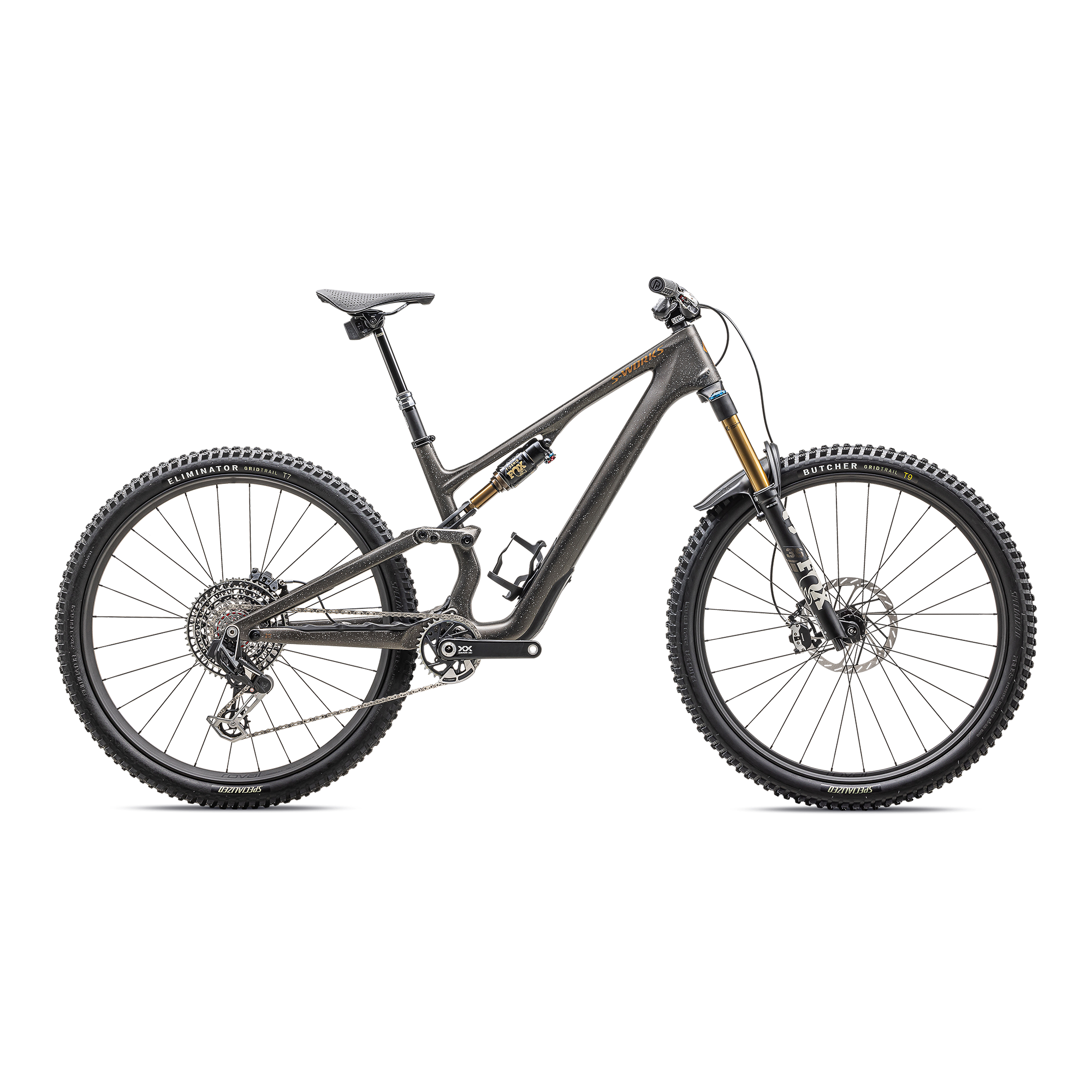 Specialized S-Works Stumpjumper 15 - SRAM XX AXS, FOX Factory - Satin Gunmetal / Clay / White Mtn / Dove Grey / Gloss Bronze