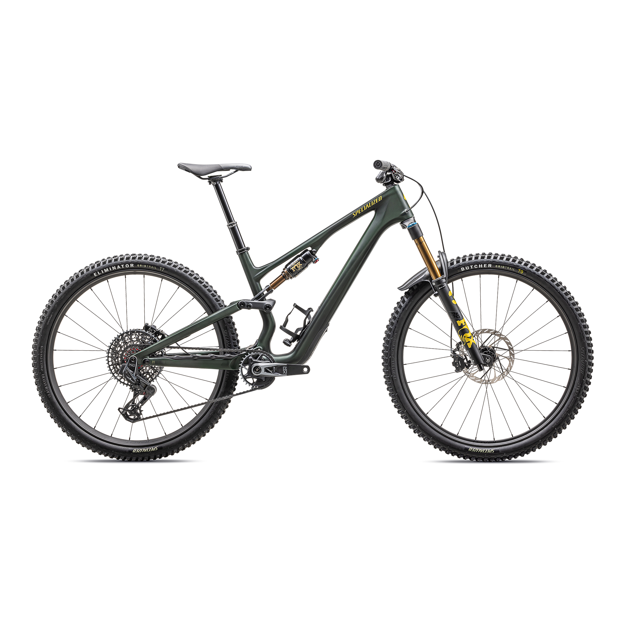 Specialized Stumpjumper 15 Pro - SRAM X0 AXS, FOX Factory - Satin Green Tint / Gunmetal / Satin Metallic Sulphur
