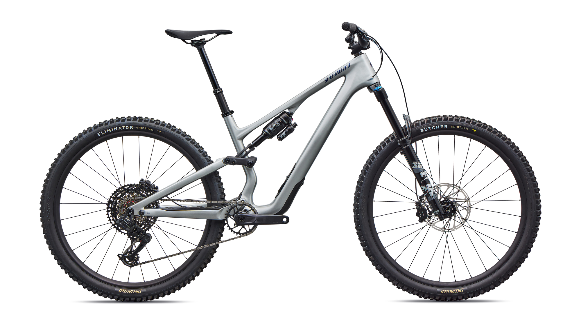 Specialized Stumpjumper 15 EVO Comp - SRAM S-1000 AXS, FOX Rhythm - Gloss Shadow Silver / Majesty Blue Metallic