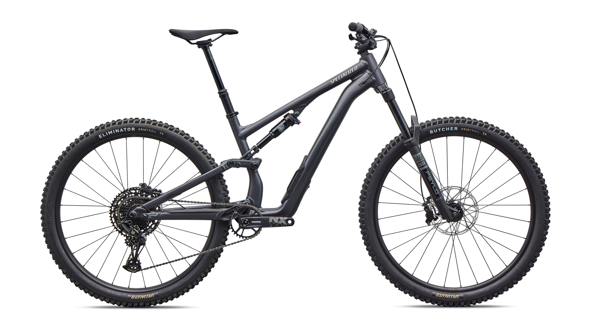 Specialized Stumpjumper 15 EVO Alloy - SRAM NX Eagle, RockShox/X-Fusion - Satin Metallic Obsidian / Sandstone Metallic